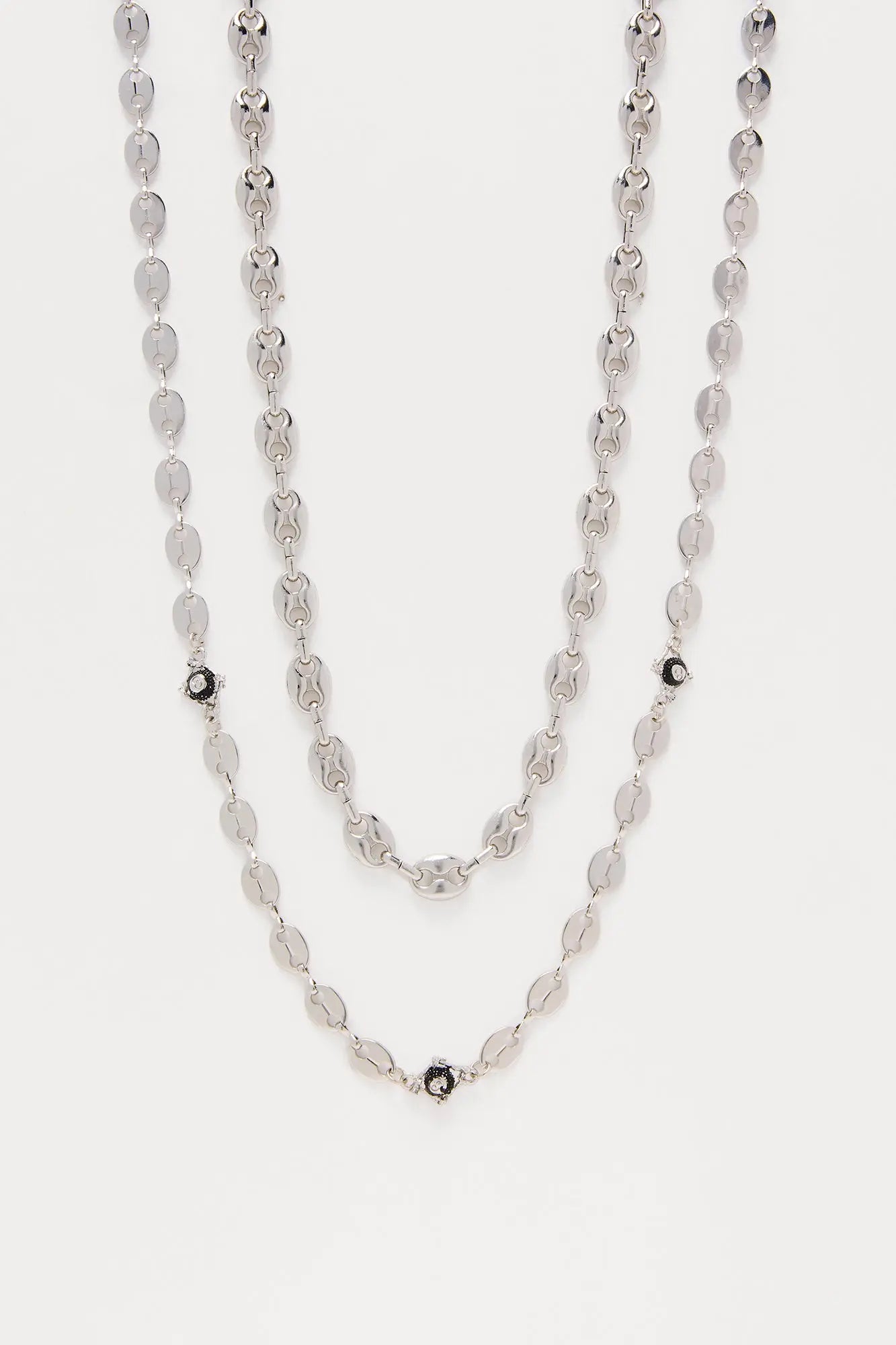 8 Ball Mariner Necklace Set - Silver