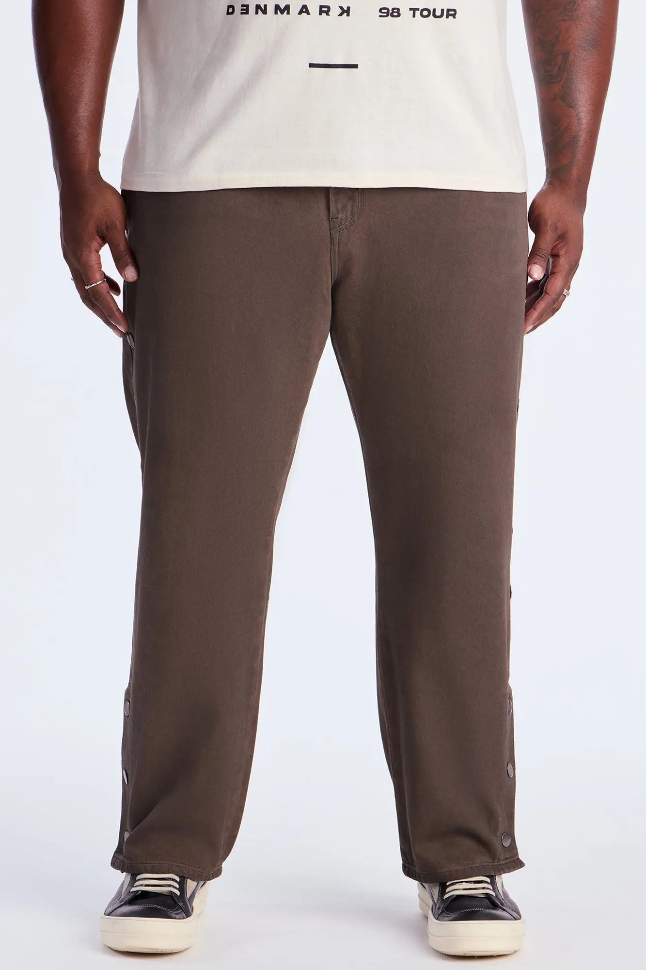 Straight About To Snap Button Down Pants - Brown