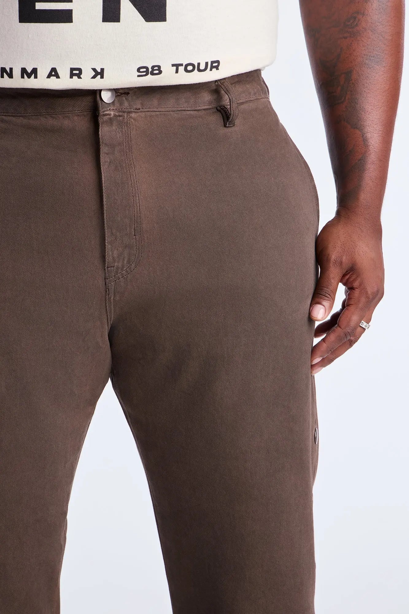 Straight About To Snap Button Down Pants - Brown