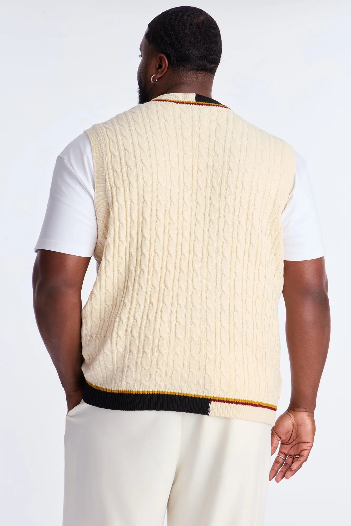 Rowen Cable Knit Sweater Vest - Cream/combo