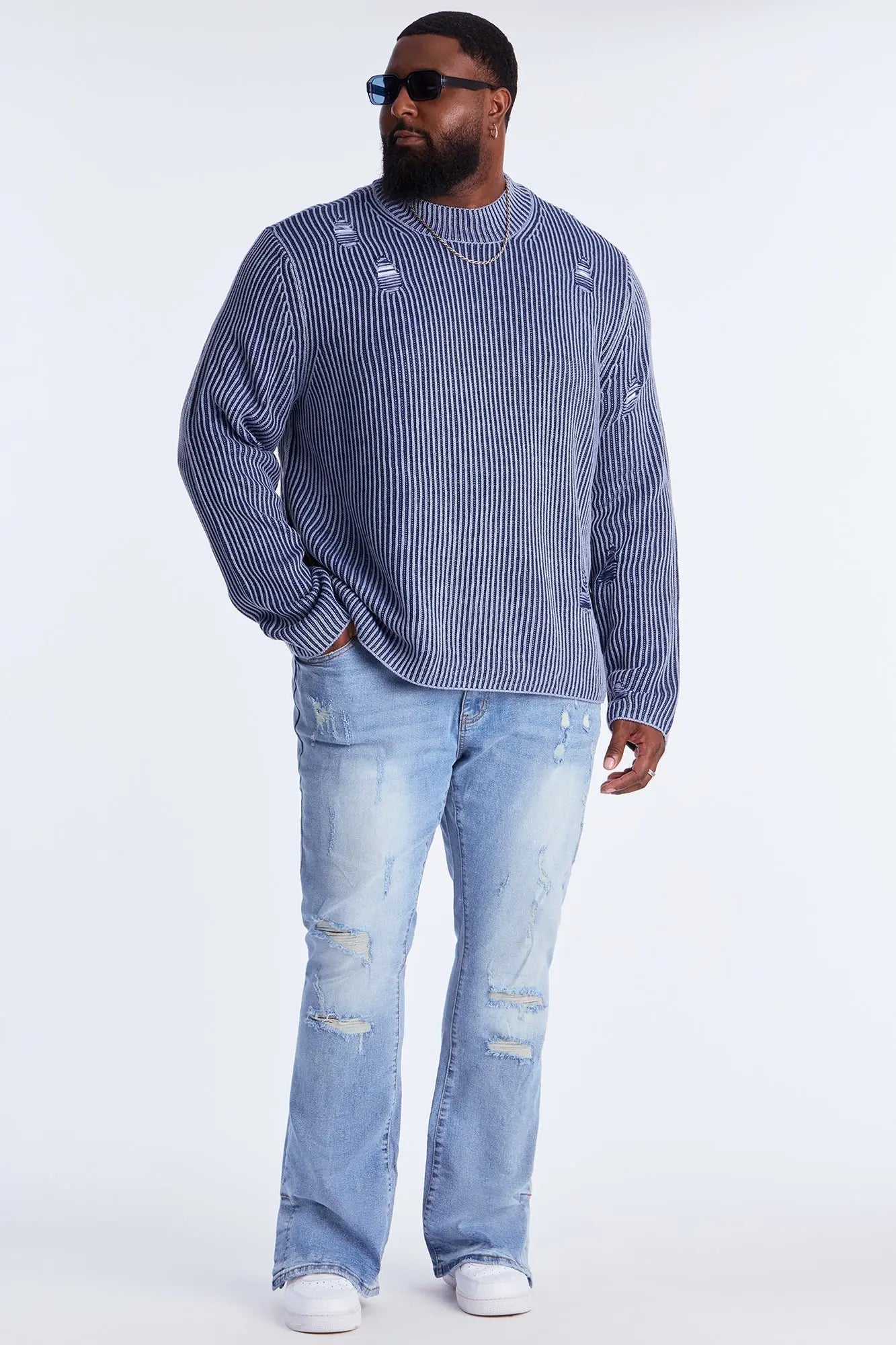 Stacked Skinny Flare Slit Rebel Against Distressed Jean - Light Wash