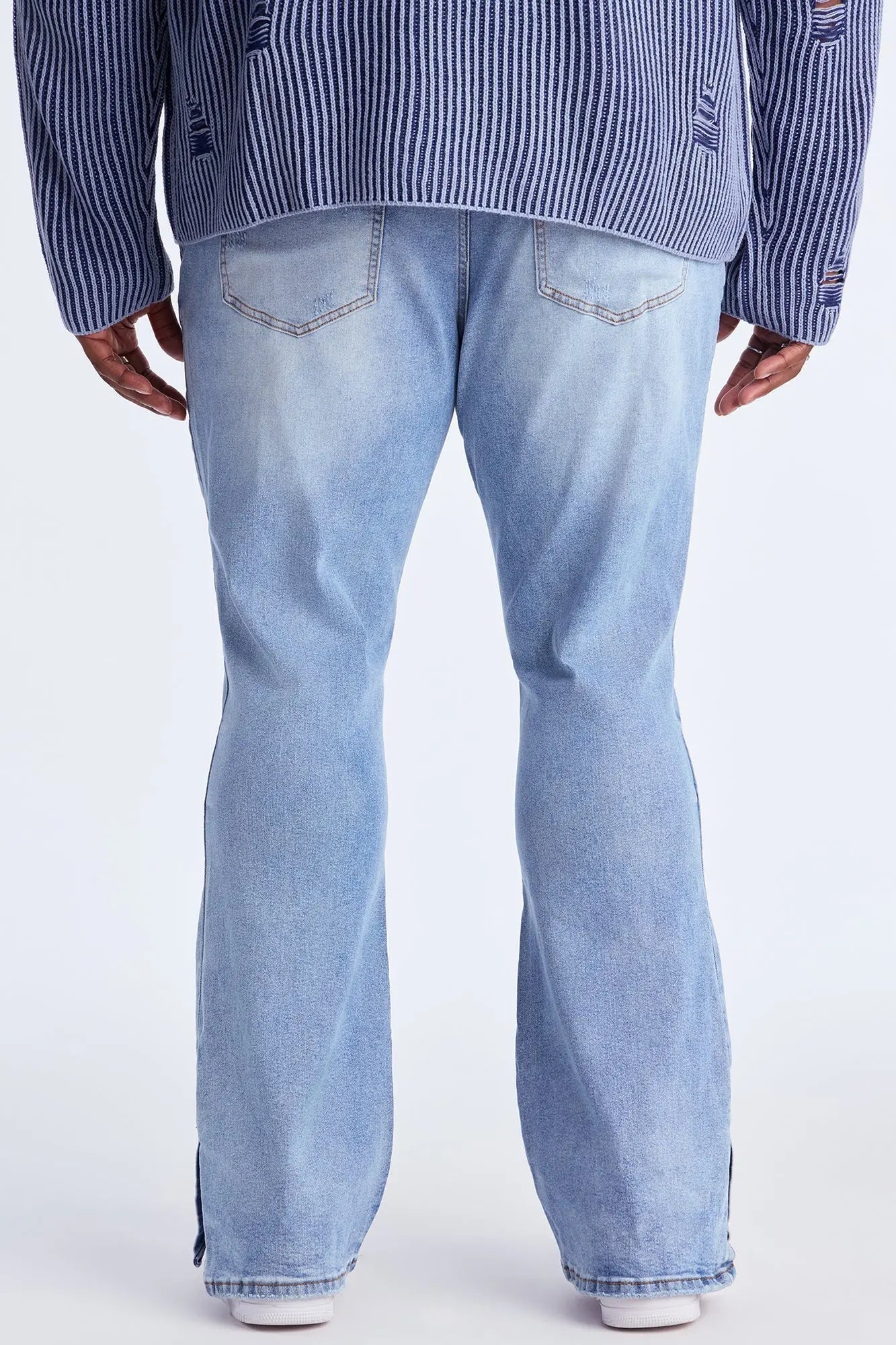 Stacked Skinny Flare Slit Rebel Against Distressed Jean - Light Wash