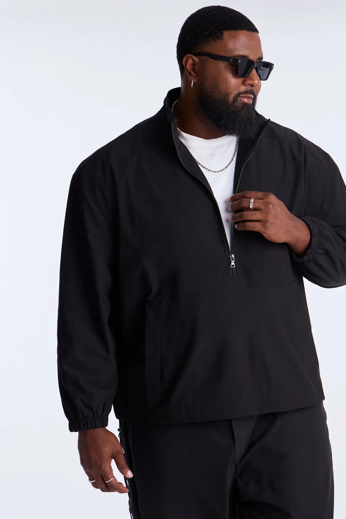 Cedric Half Zip Tech Anorak Jacket - Black