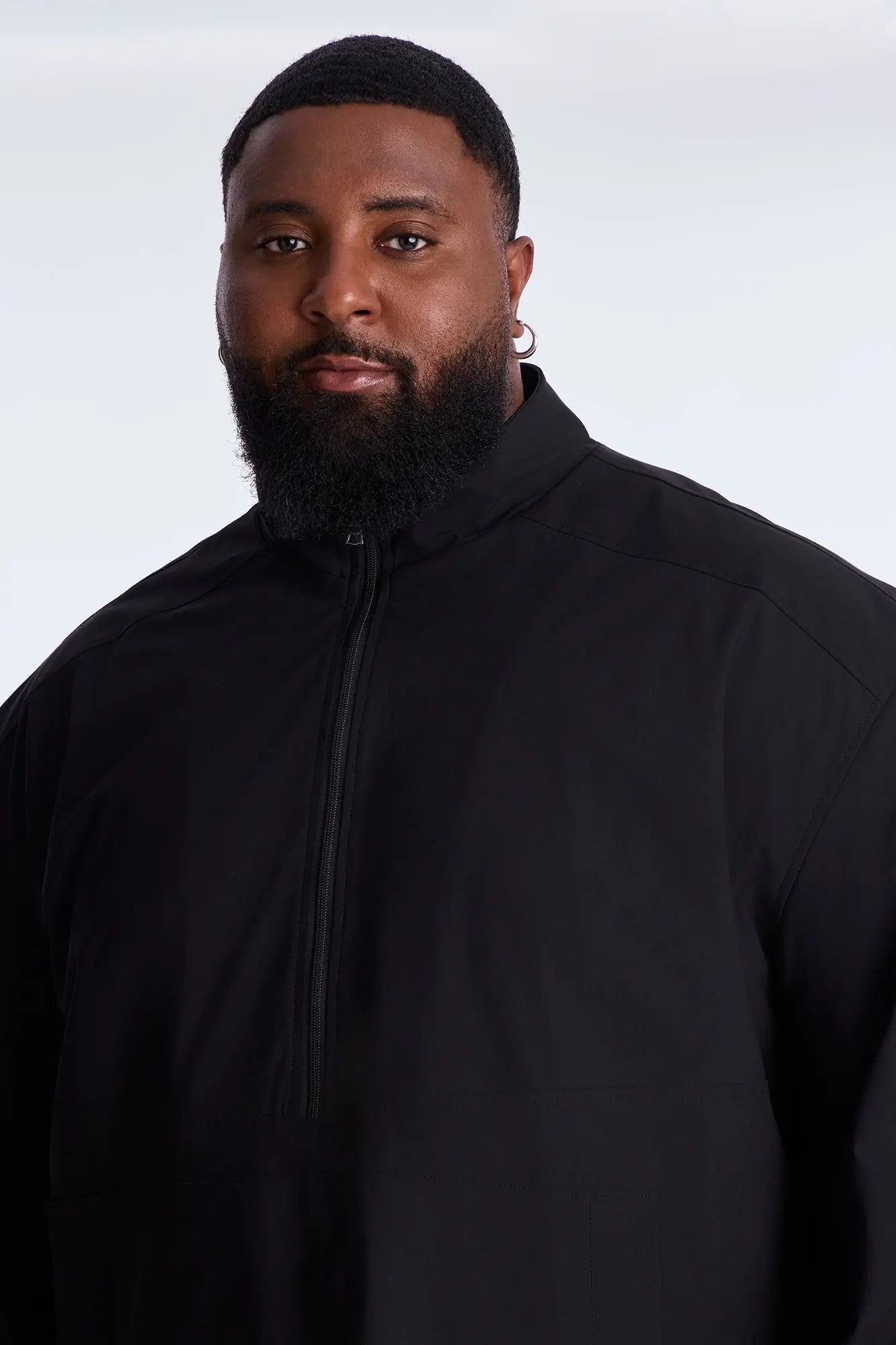 Cedric Half Zip Tech Anorak Jacket - Black