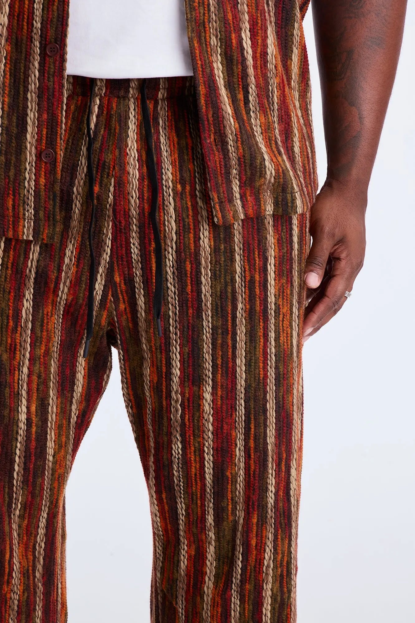 Straight Melange Yarn Knit Pant - Brown/combo