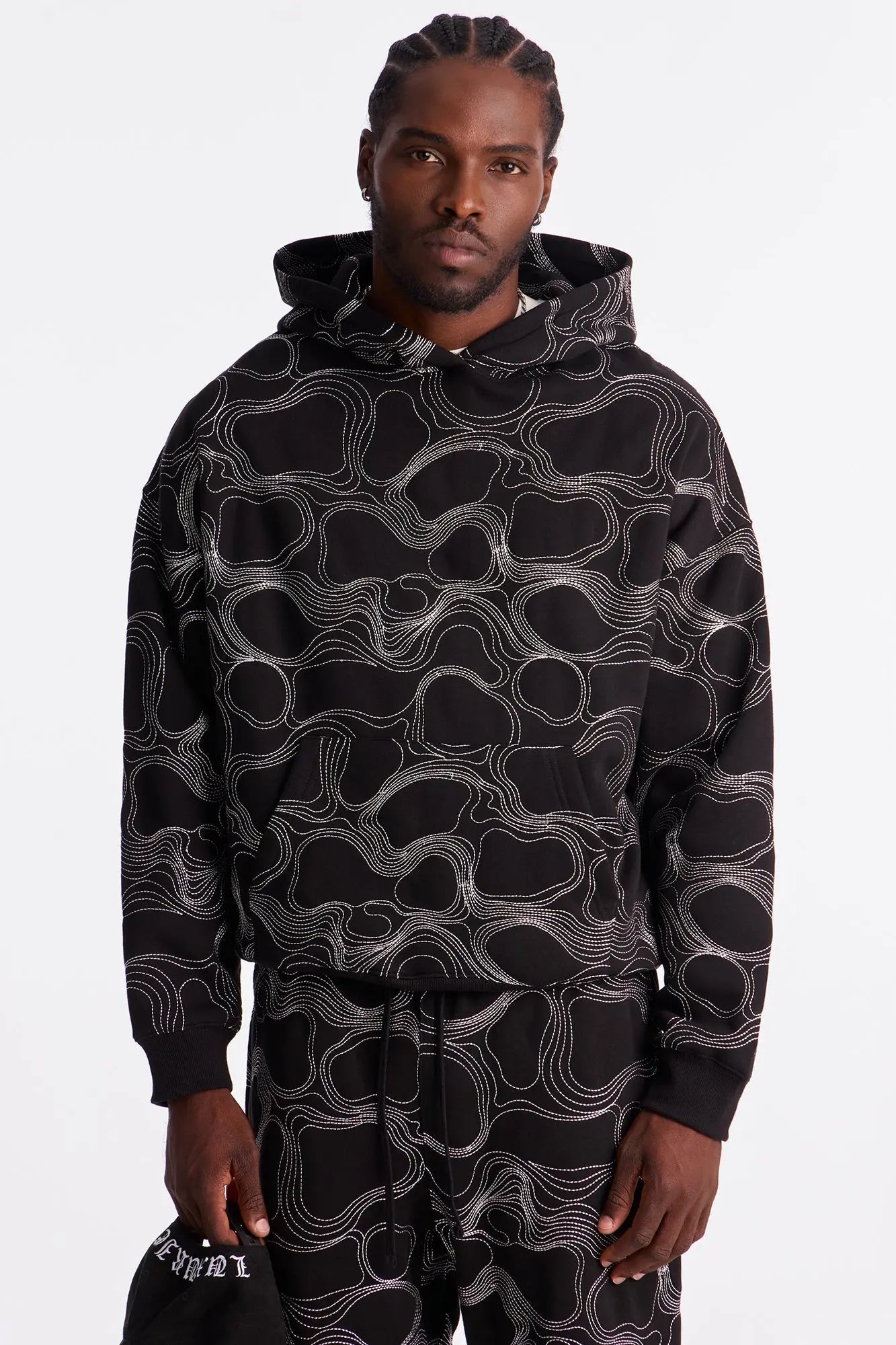 Elevation Stitch Oversized Hoodie - Black