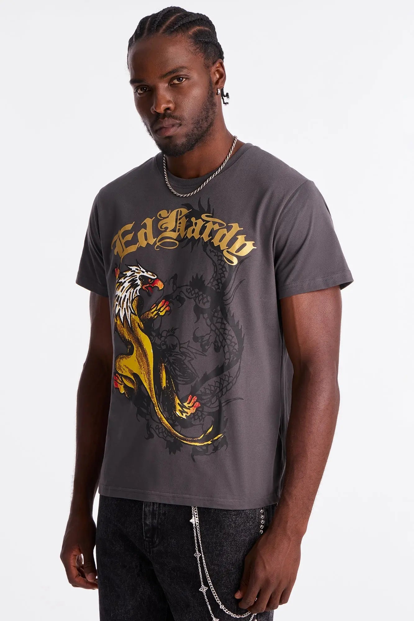 Ed Hardy Griffin Tattoo Short Sleeve Tee - Charcoal