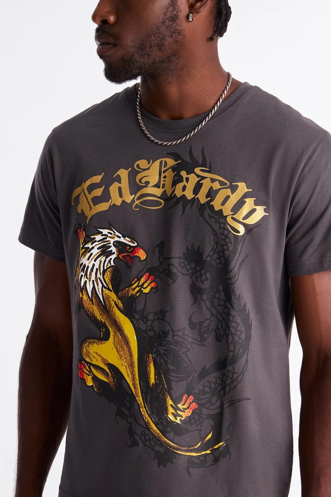 Ed Hardy Griffin Tattoo Short Sleeve Tee - Charcoal