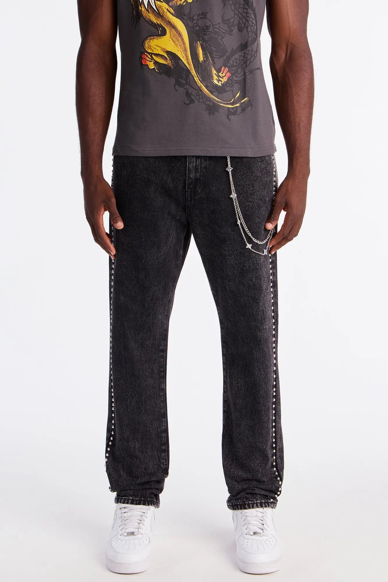 Slim Grindin Studded Jean - Black Wash