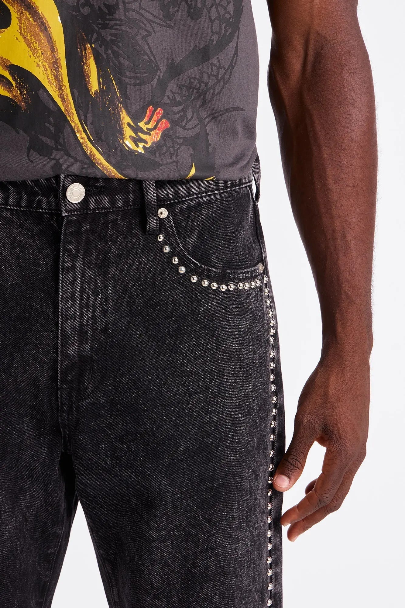 Slim Grindin Studded Jean - Black Wash