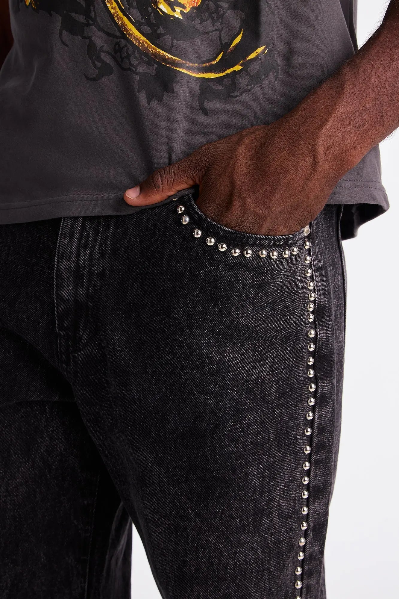 Slim Grindin Studded Jean - Black Wash