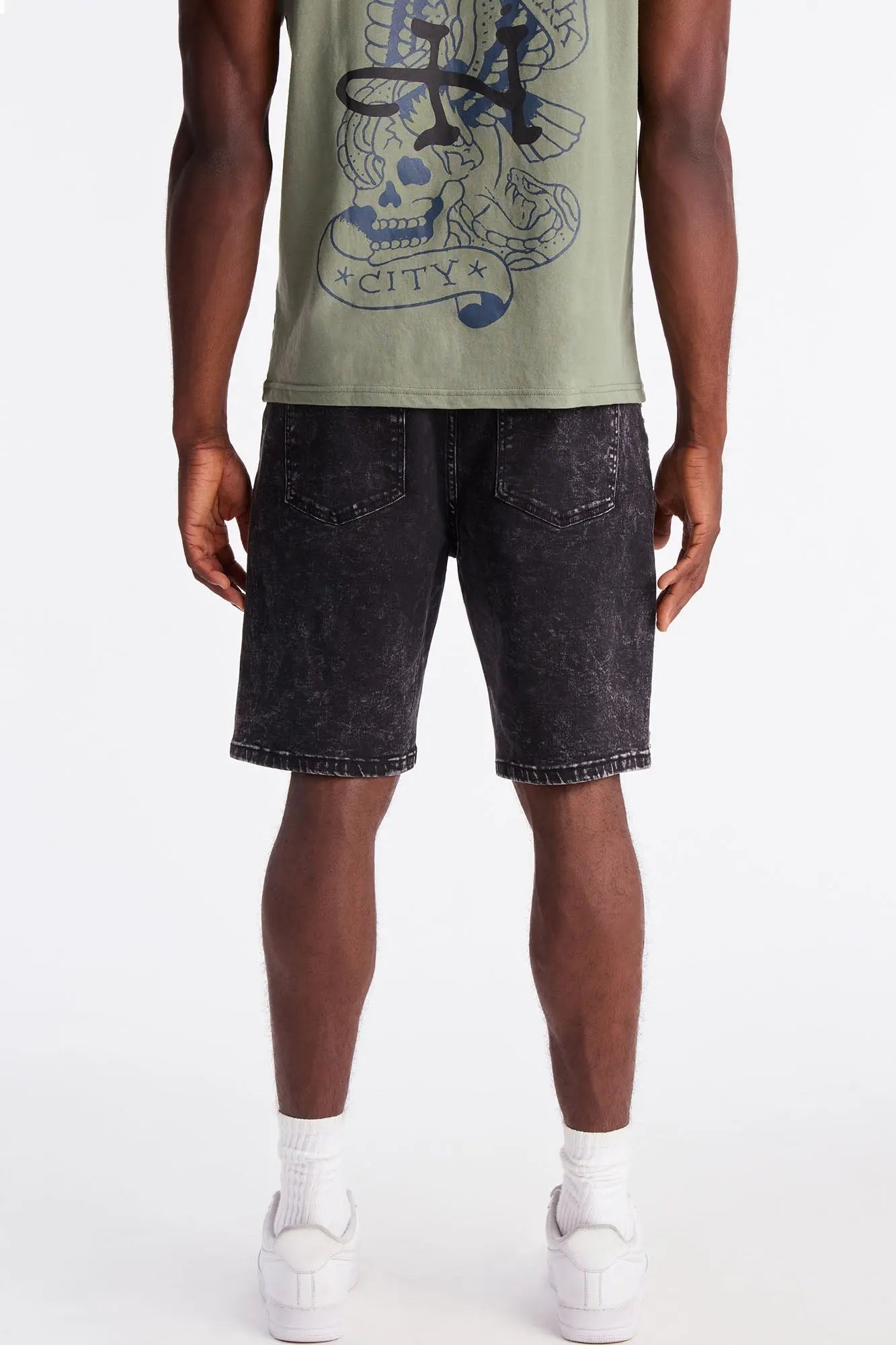 Slim Grindin Studded Denim Short - Black Wash