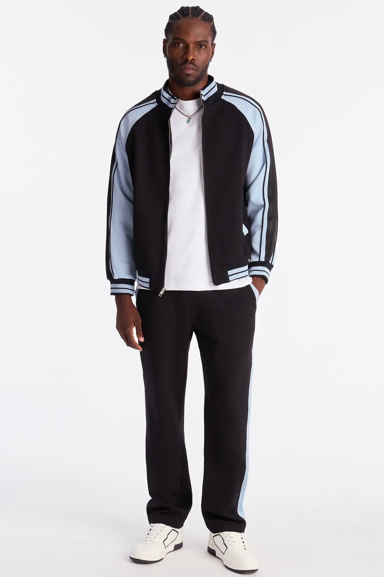 On Board Paneled Track Jacket - Black/Blue