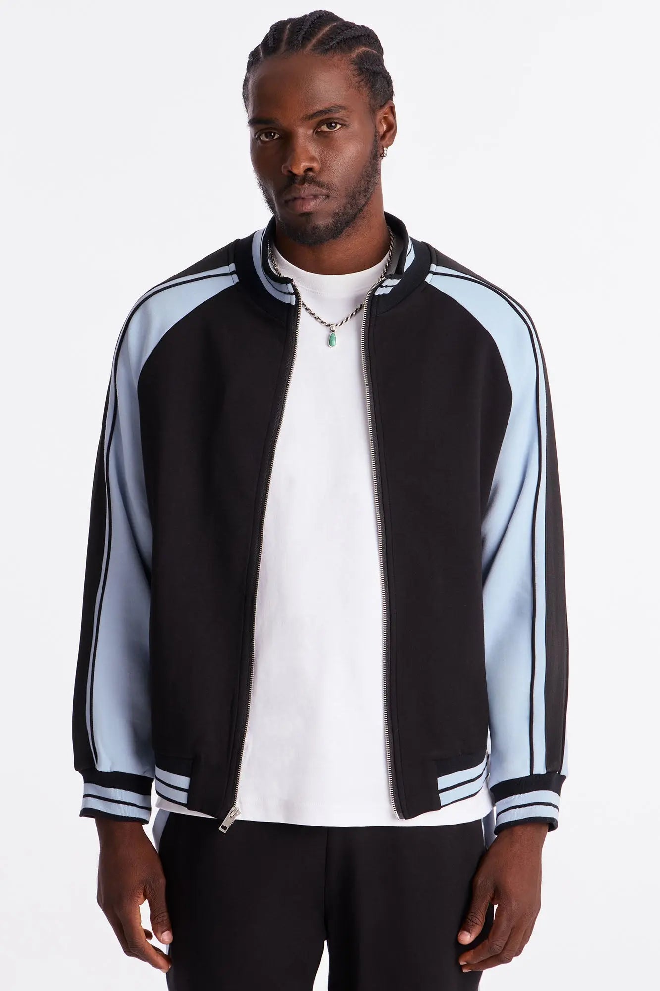 On Board Paneled Track Jacket - Black/Blue