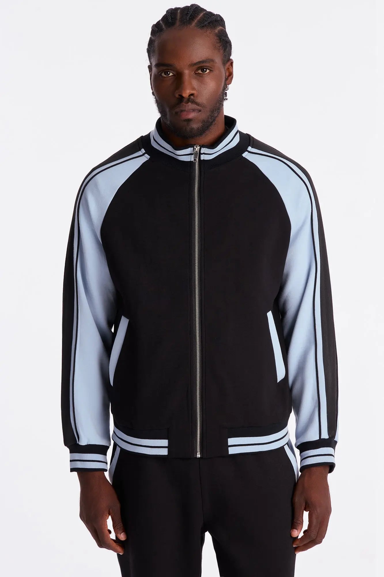 On Board Paneled Track Jacket - Black/Blue