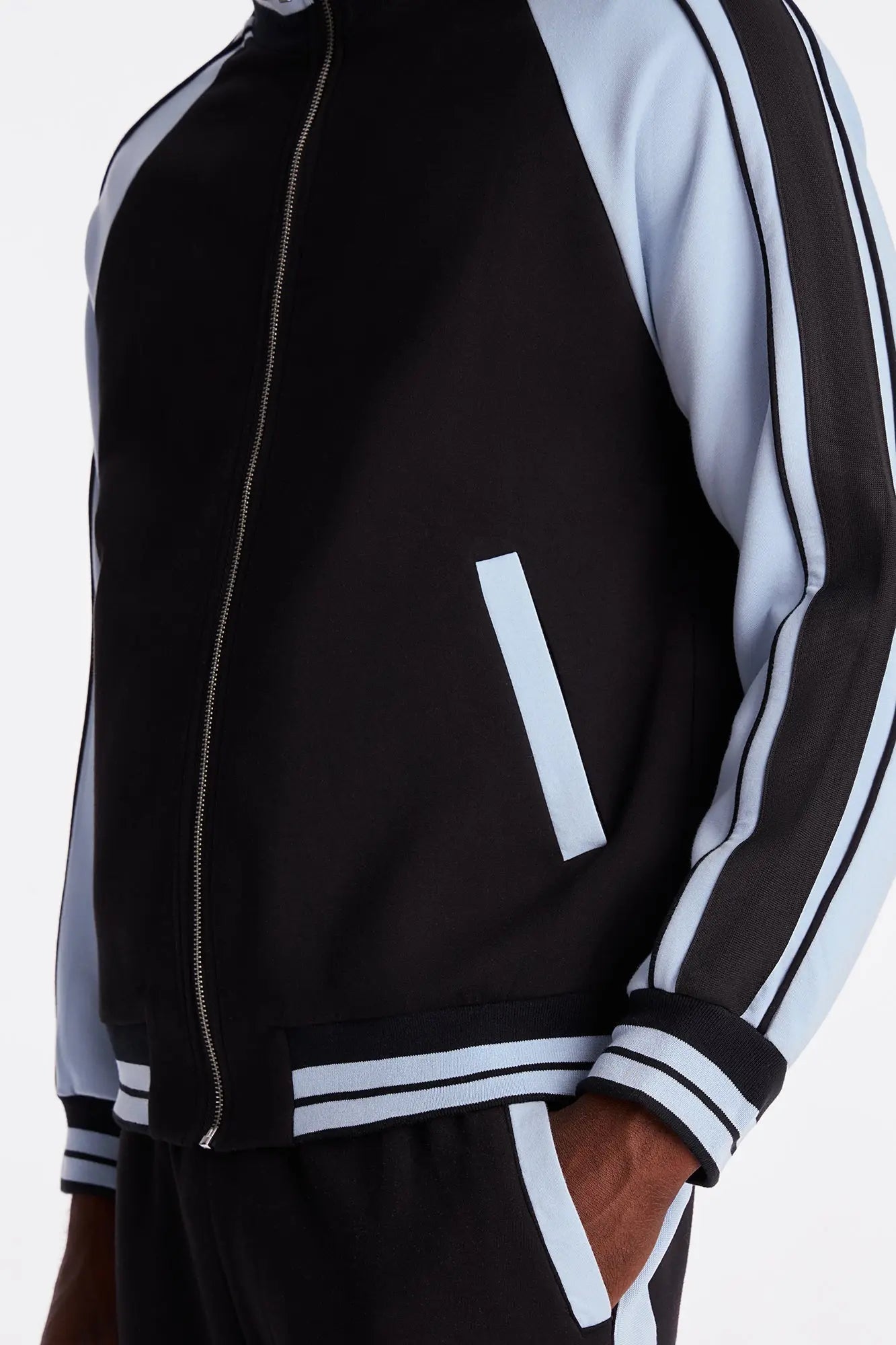 On Board Paneled Track Jacket - Black/Blue