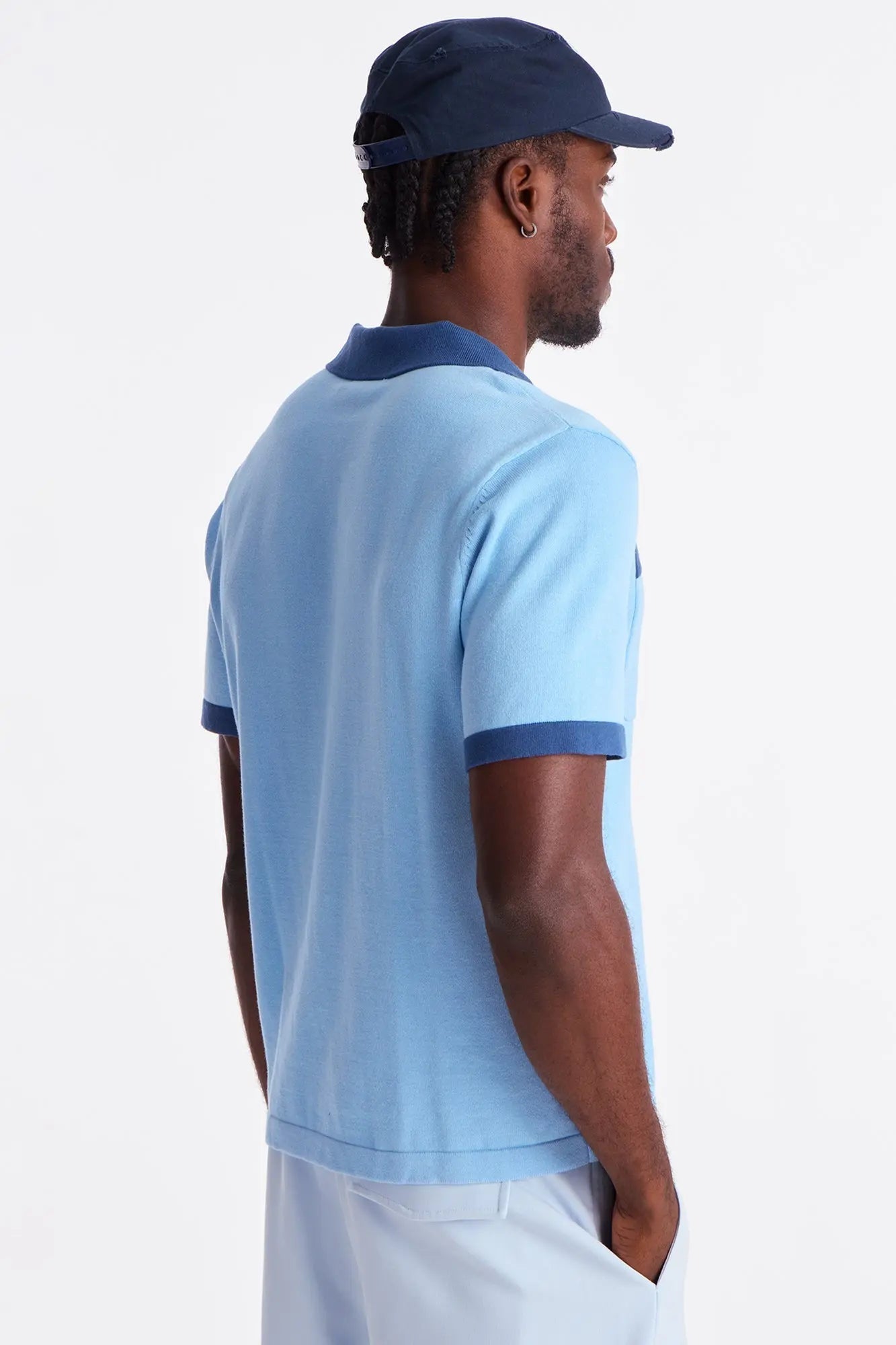 Oversized Exaggerated Pockets Lounge Polo - Blue/combo