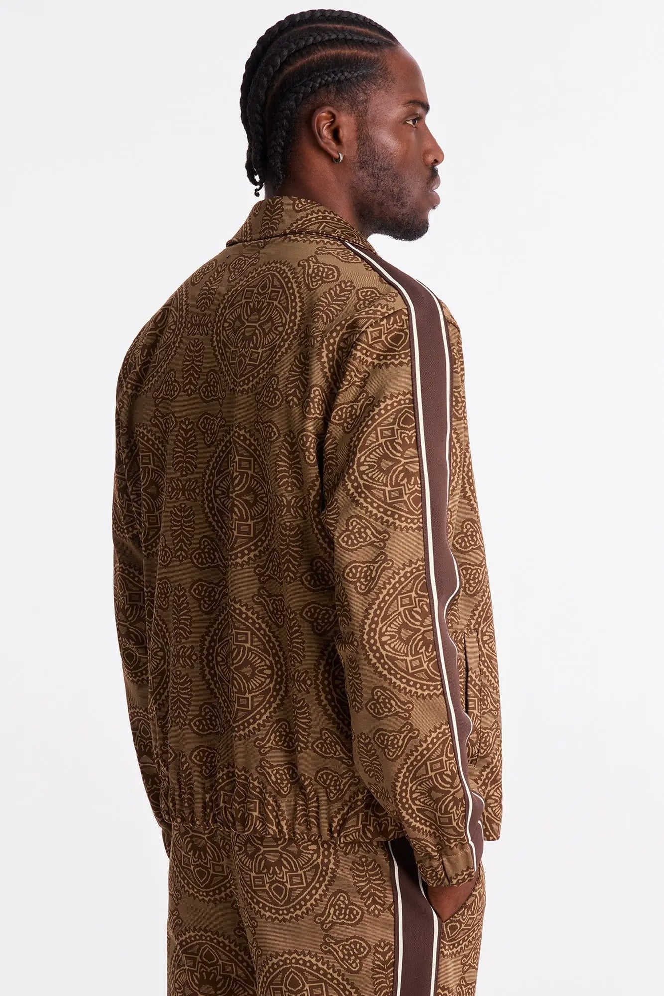 All Over Jacquard Track Jacket - Brown/combo