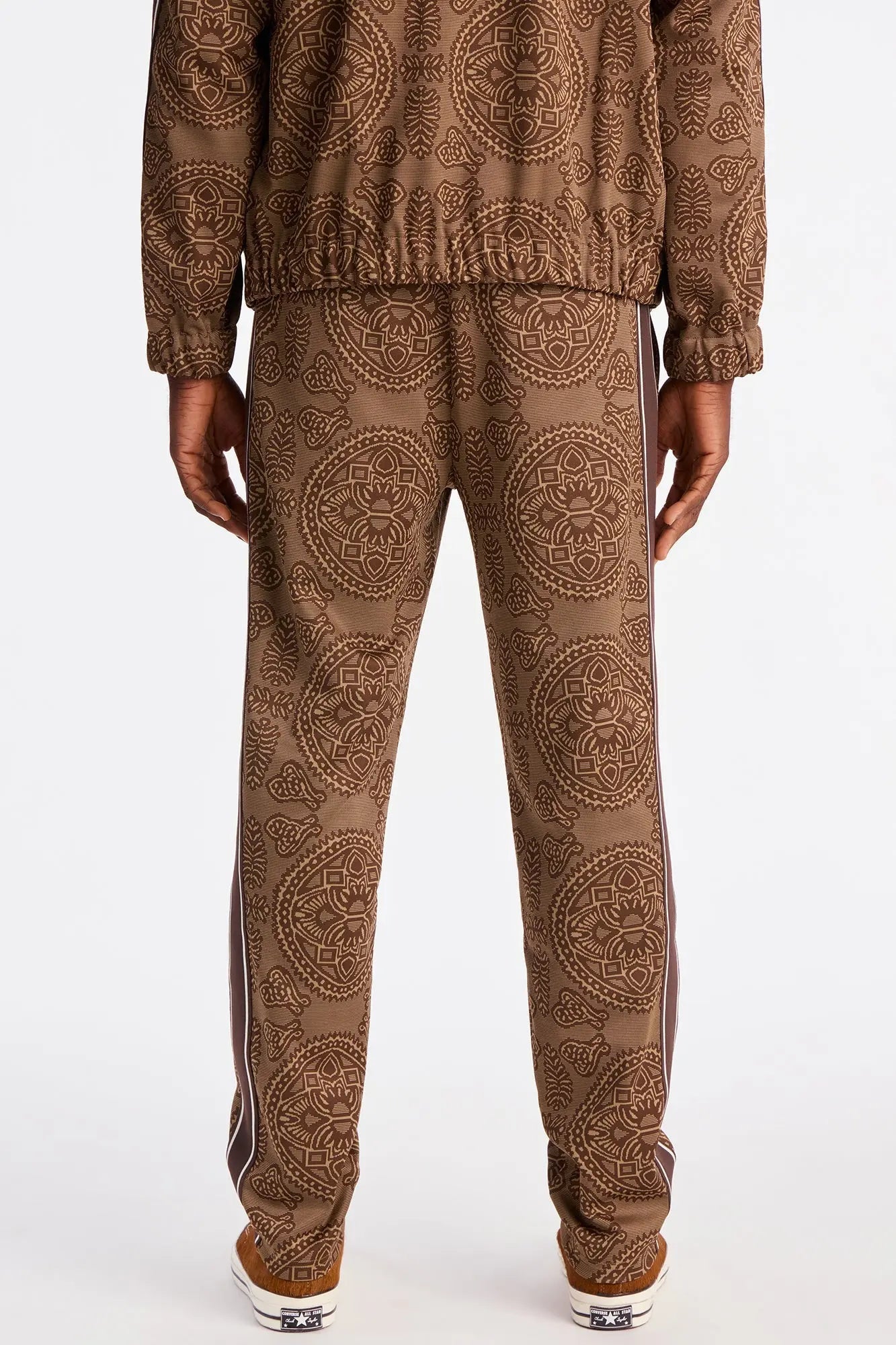 Slim All Over Jacquard Track Pant - Brown/combo