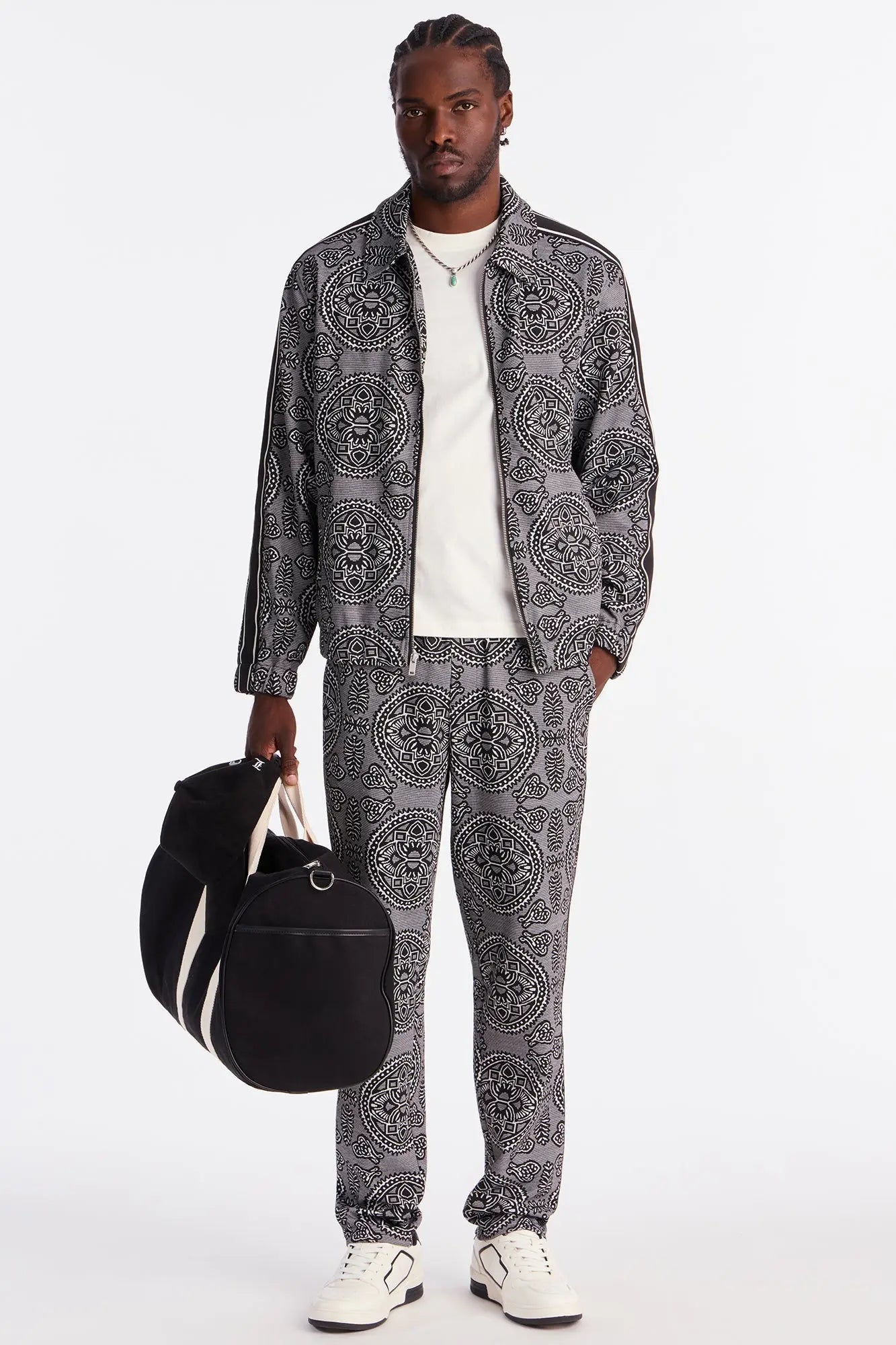 All Over Jacquard Track Jacket - Black/combo