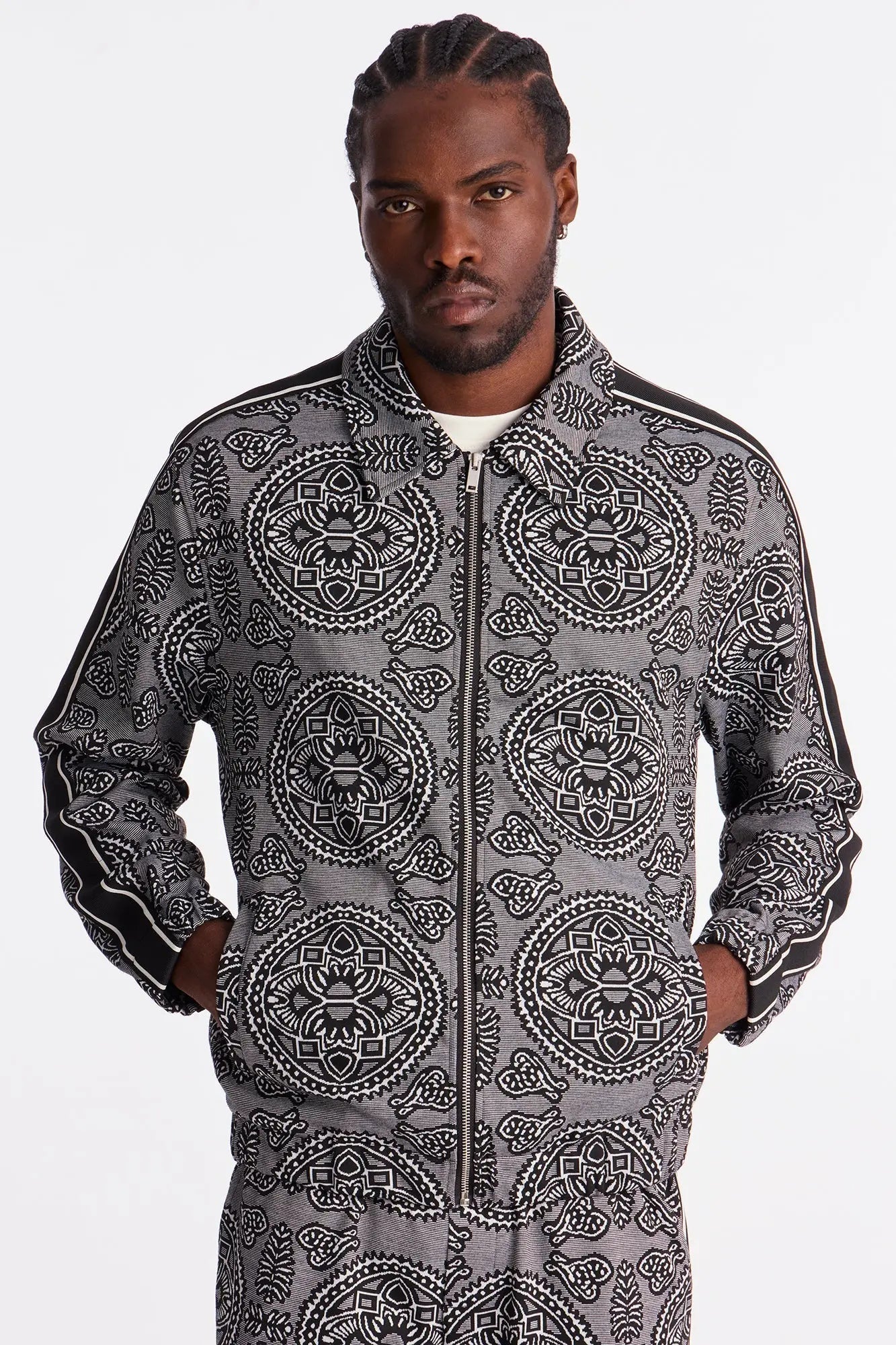All Over Jacquard Track Jacket - Black/combo