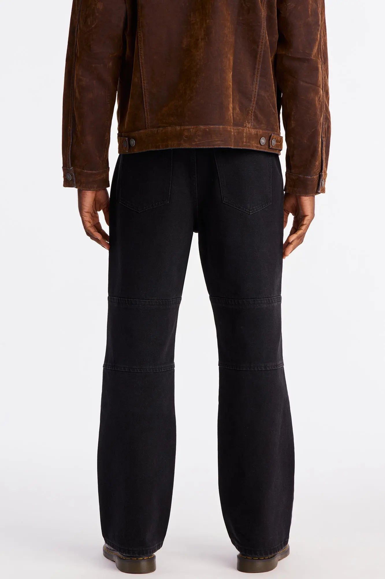 Bootcut Faux Leather Knee Panel Jean - Black
