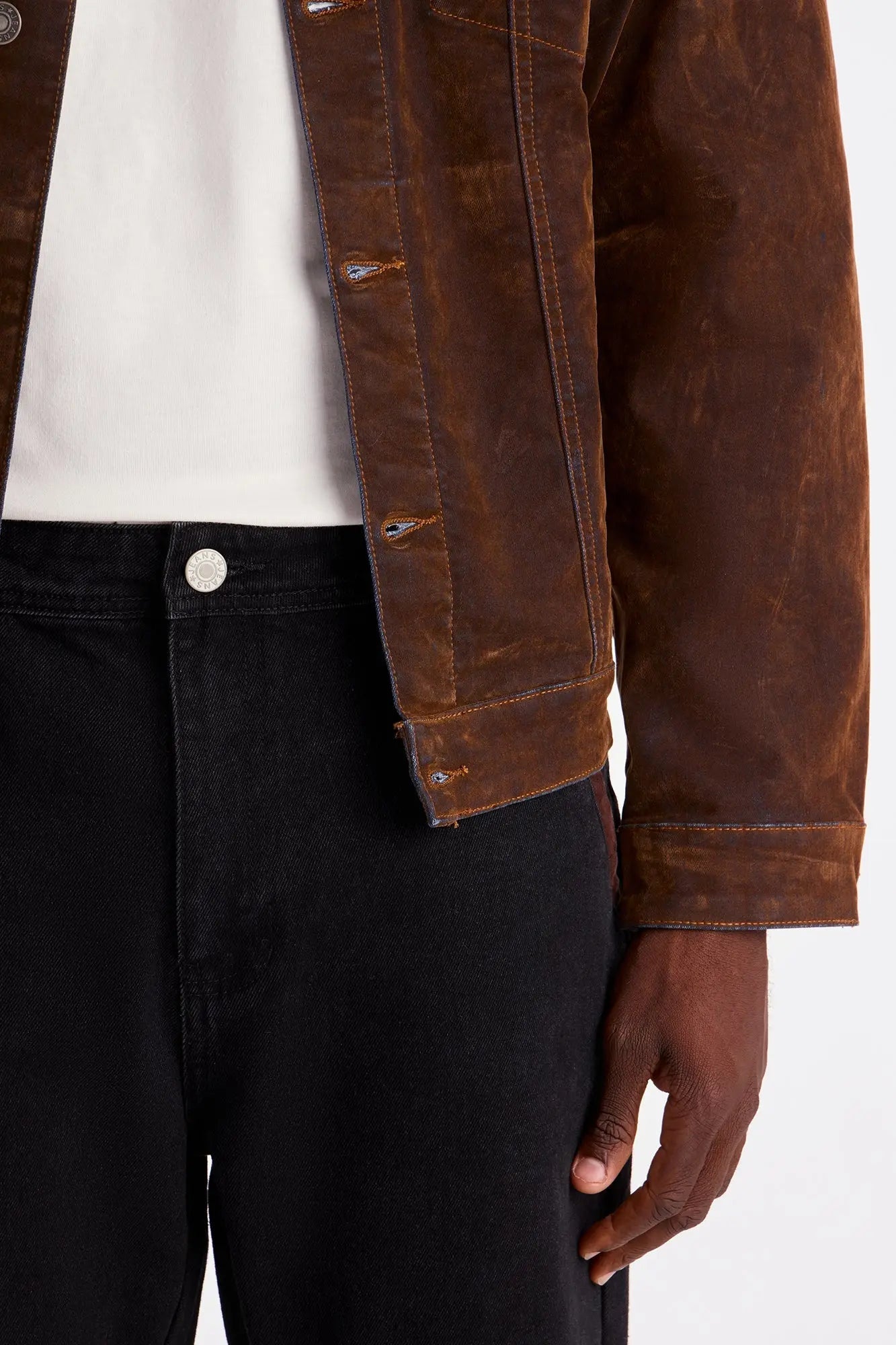 Bootcut Faux Leather Knee Panel Jean - Black