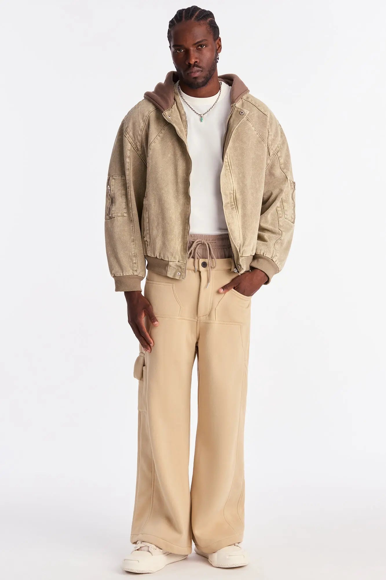 Baggy Cargo Street Mode Sweatpants - Taupe