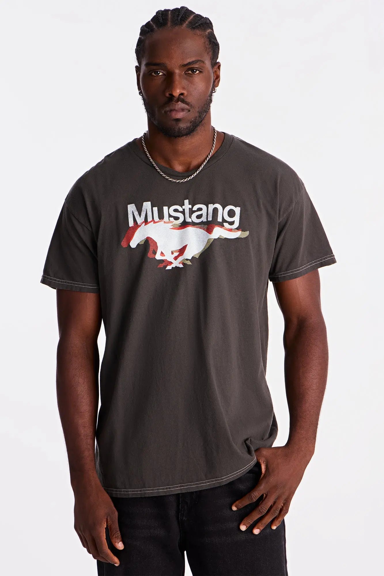 Ford Mustang Run With The Number One Boxy Short Sleeve Tee - Black Wash