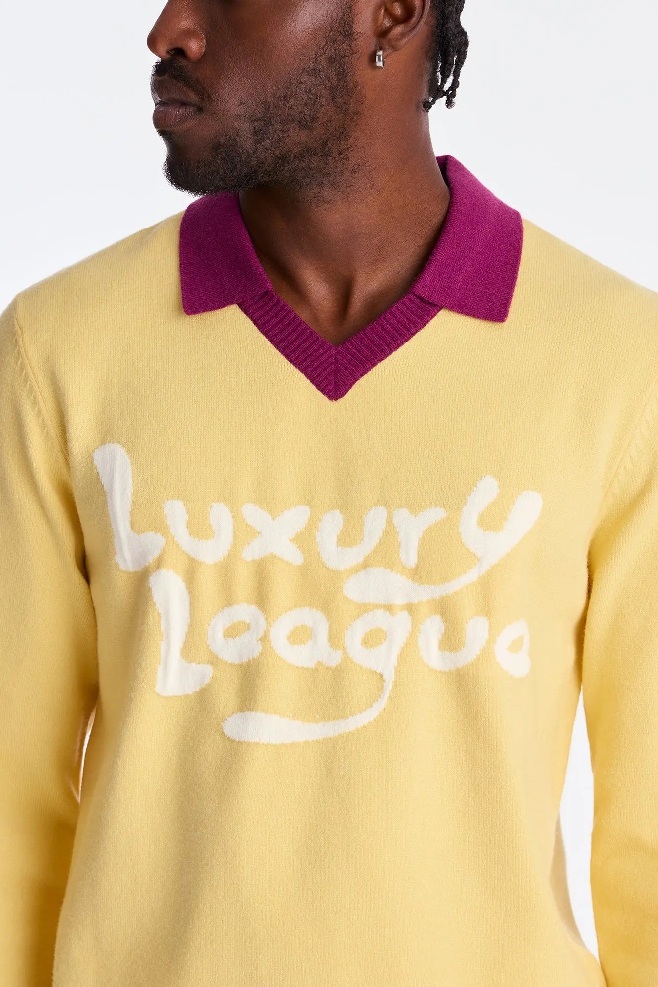 Luxury League Lightweight Knit Long Sleeve Polo - Yellow