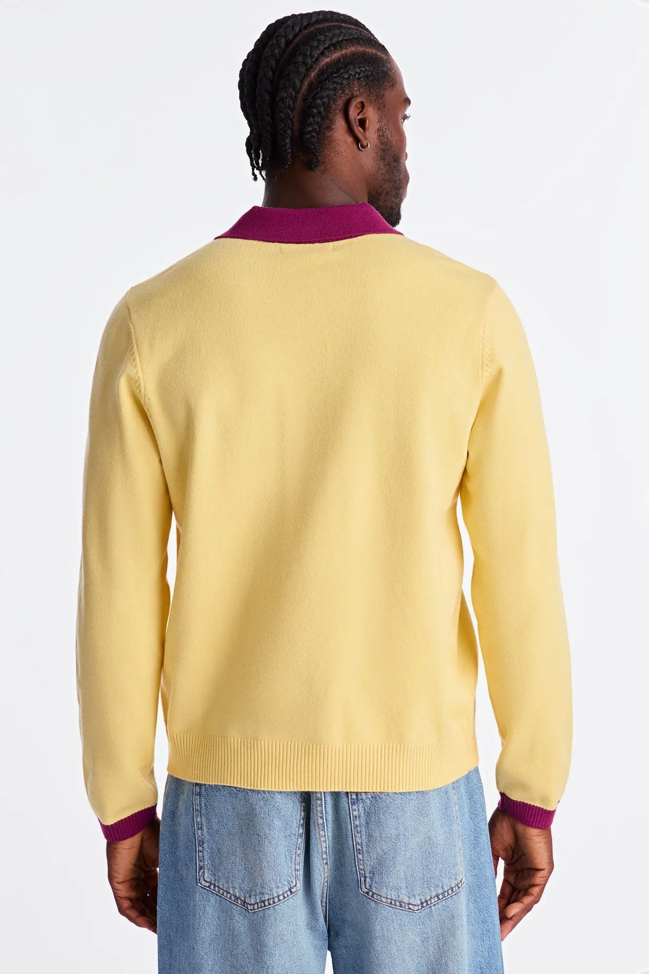 Luxury League Lightweight Knit Long Sleeve Polo - Yellow