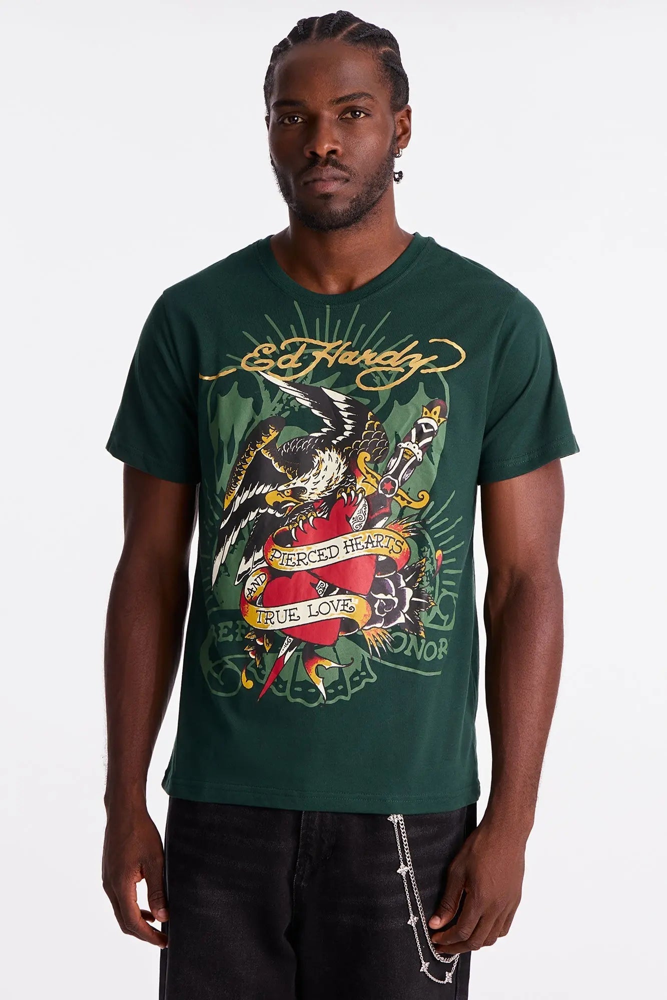 Ed Hardy Eagle Heartbreak Tattoo Short Sleeve Tee - Hunter