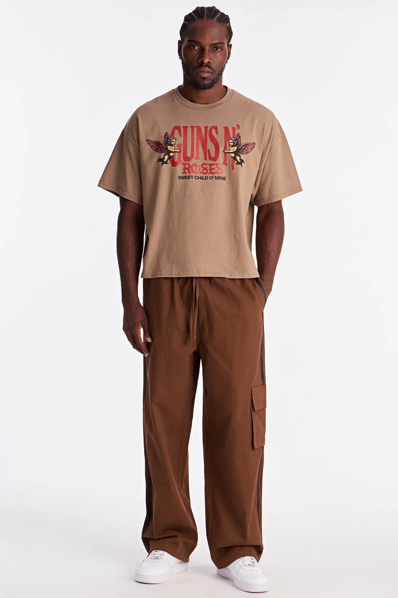 Guns N Roses Sweet Child Oversized Short Sleeve Tee - Tan