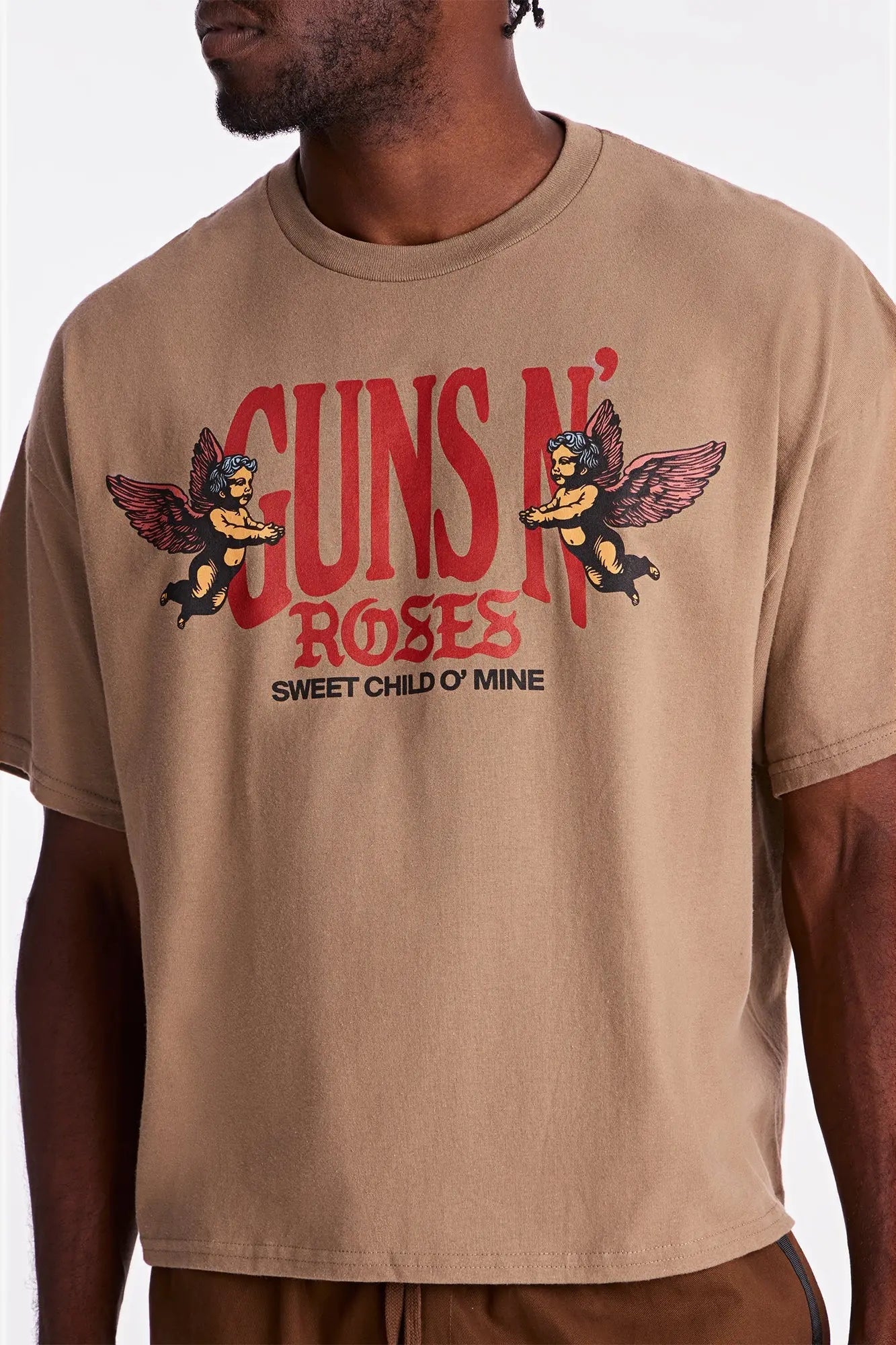 Guns N Roses Sweet Child Oversized Short Sleeve Tee - Tan