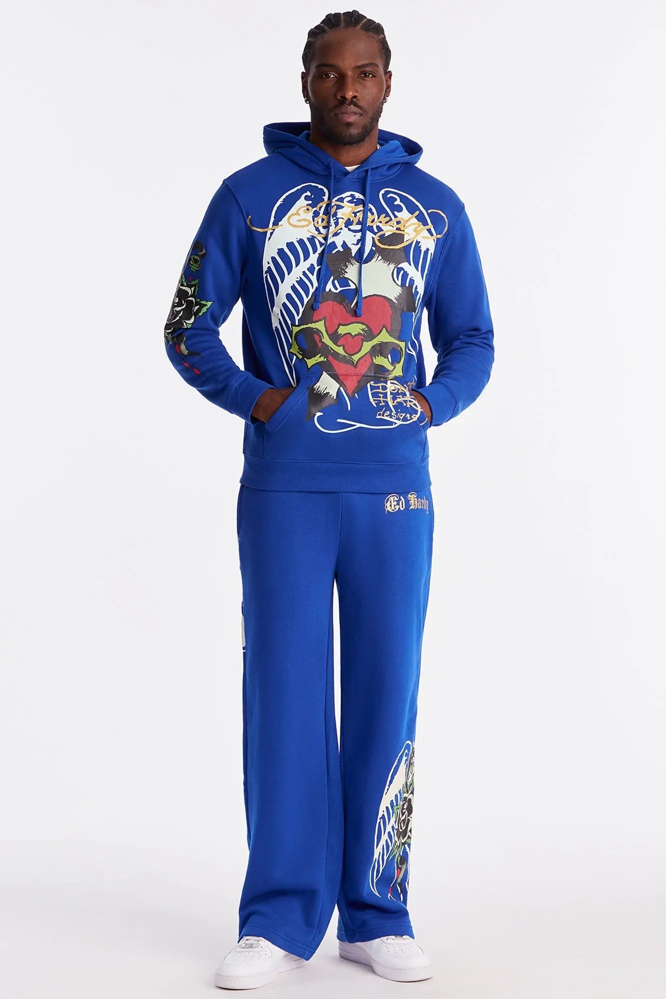 Ed Hardy Sacred Hearts Hoodie - CobaltBlue