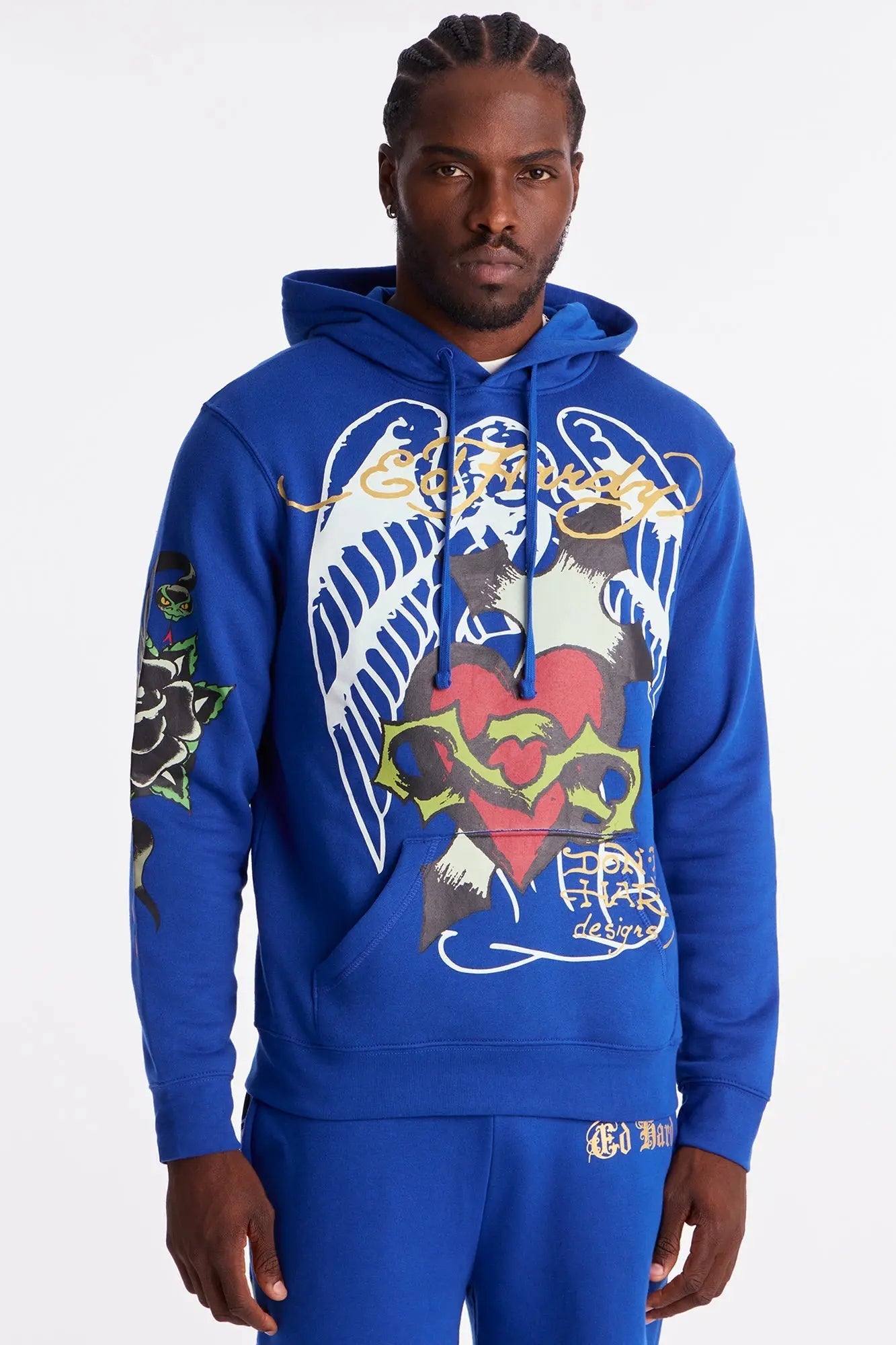 Ed Hardy Sacred Hearts Hoodie - CobaltBlue
