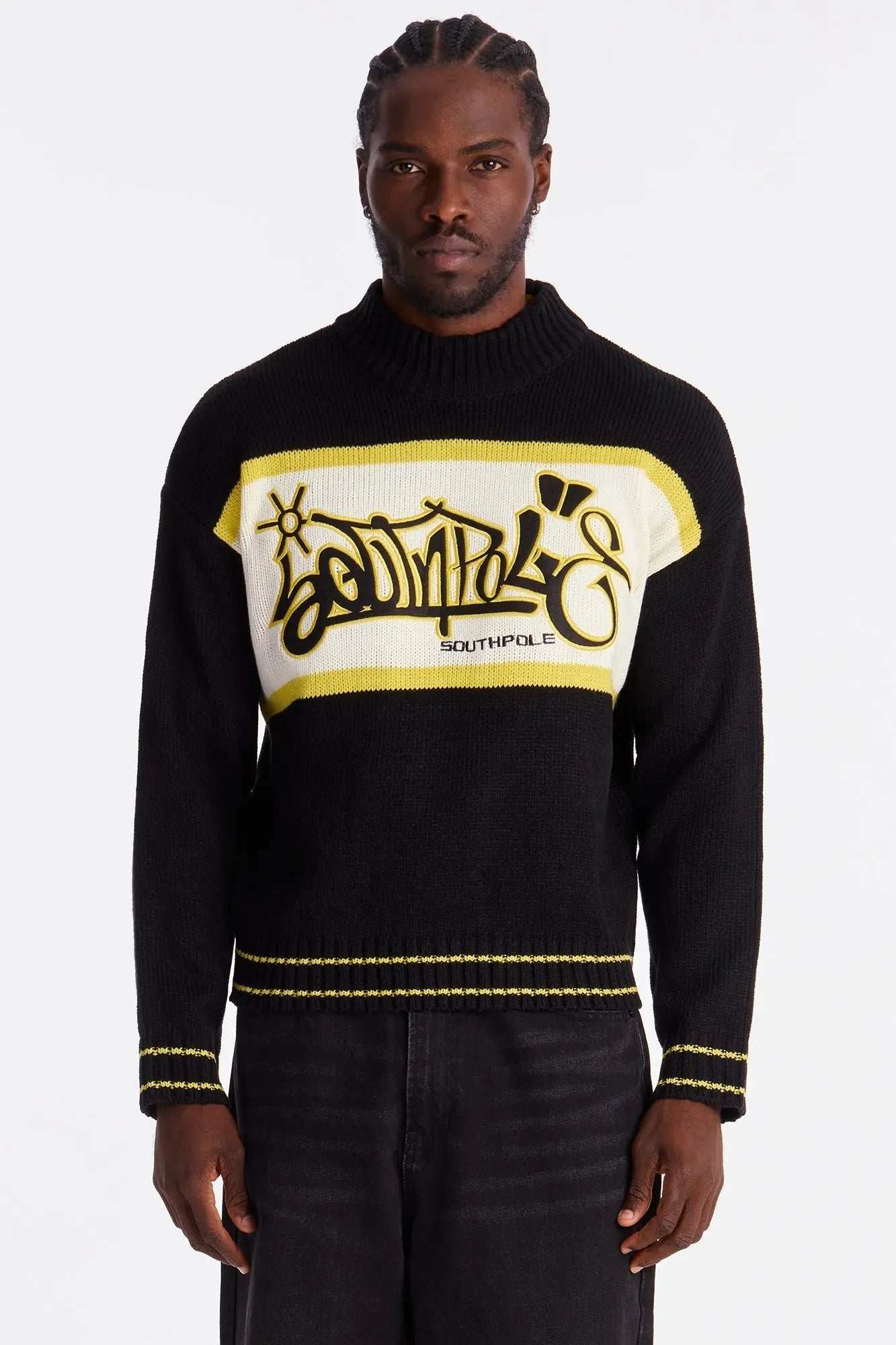 Southpole Turtleneck Pullover Sweater - Black