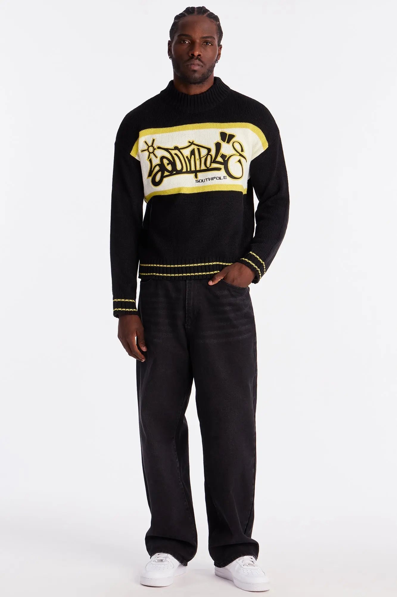 Southpole Turtleneck Pullover Sweater - Black