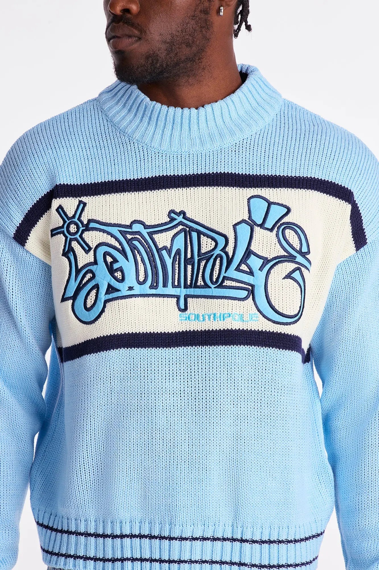 Southpole Turtleneck Pullover Sweater - Light Blue