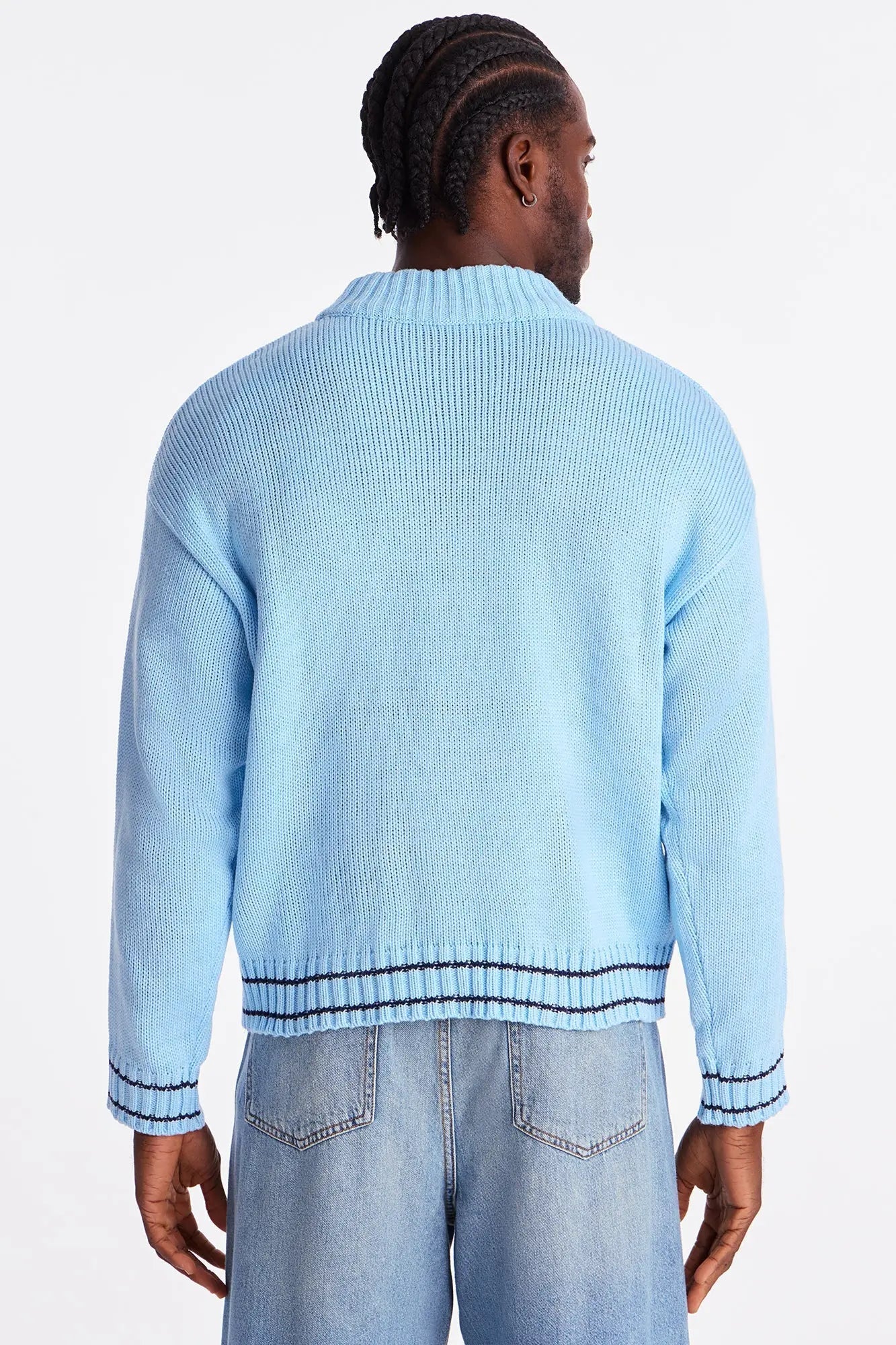 Southpole Turtleneck Pullover Sweater - Light Blue