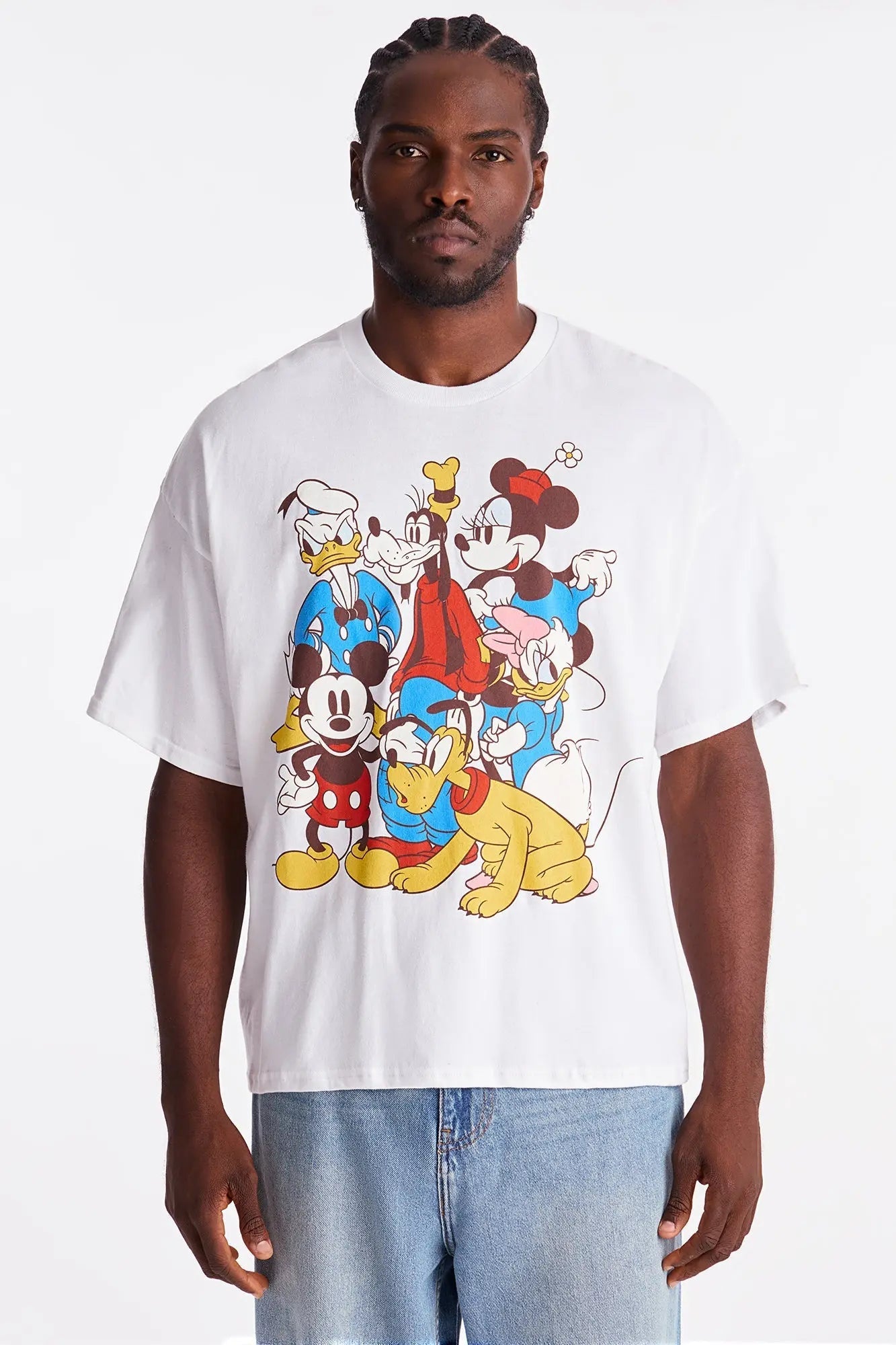 Disney Mickey And Friends Boxy Short Sleeve Tee - White