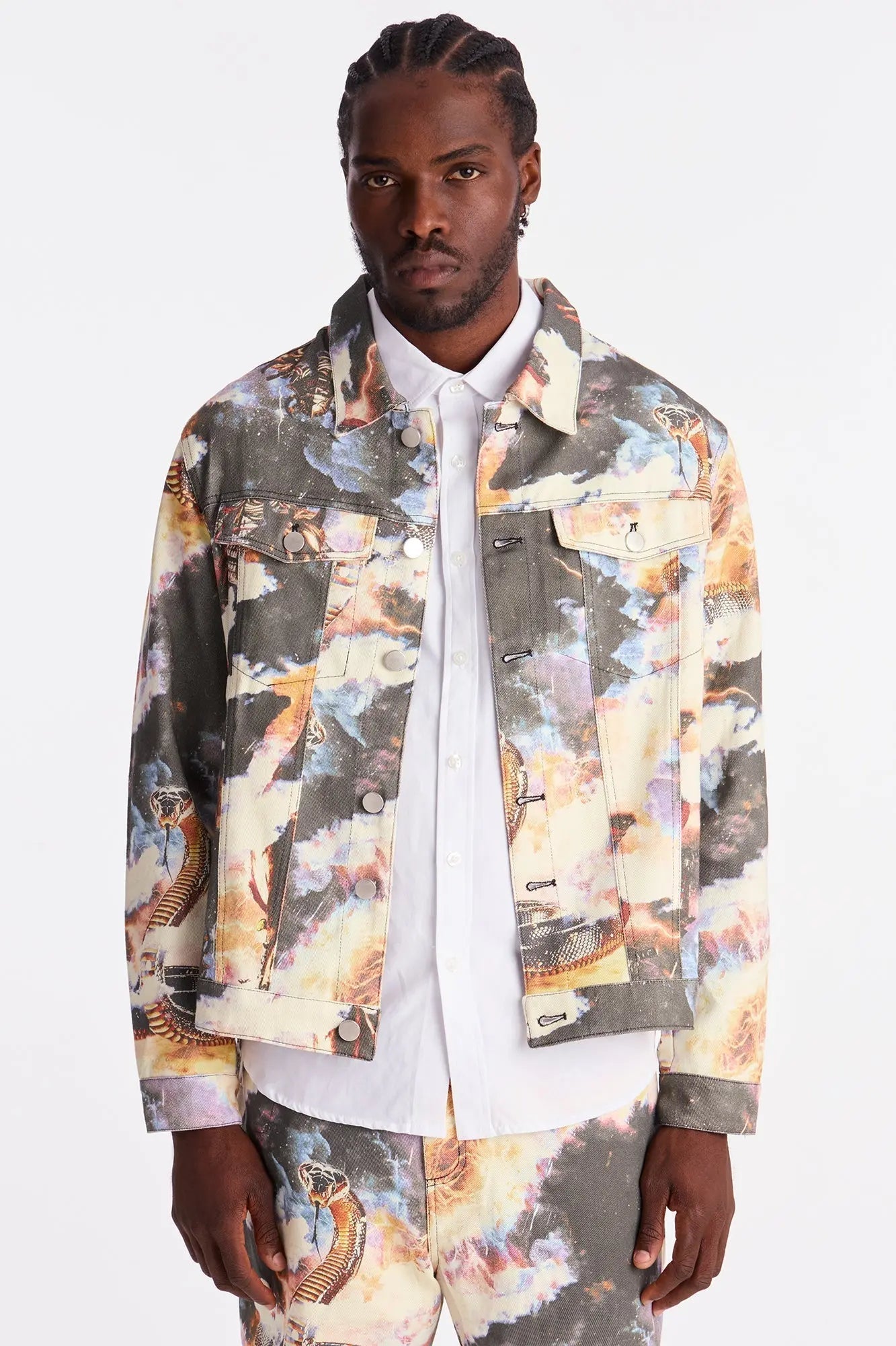 Printed Guardian Trucker Jacket - Multi Color