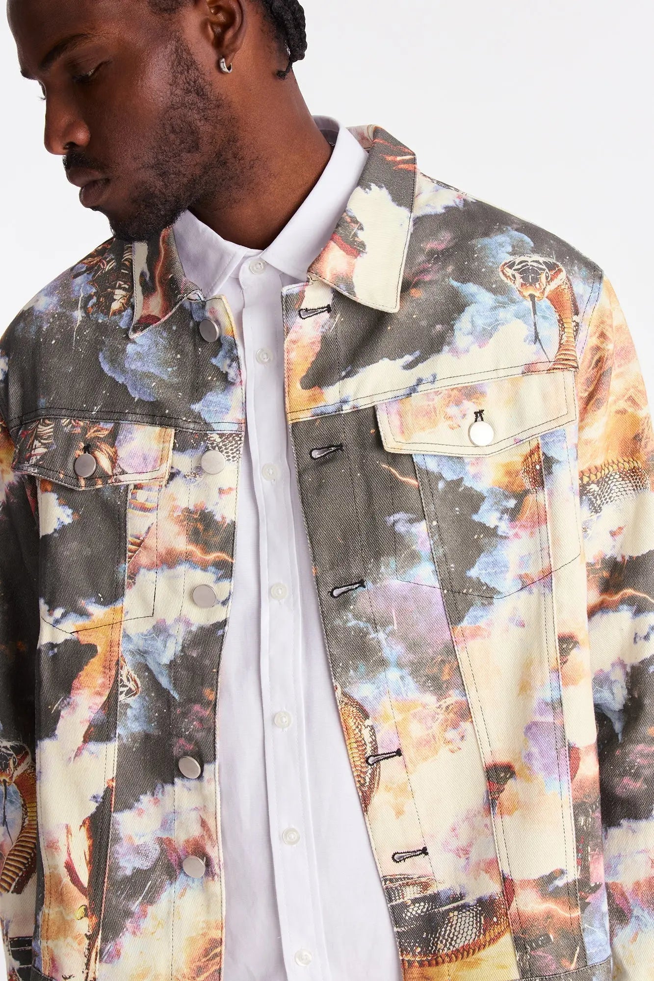 Printed Guardian Trucker Jacket - Multi Color