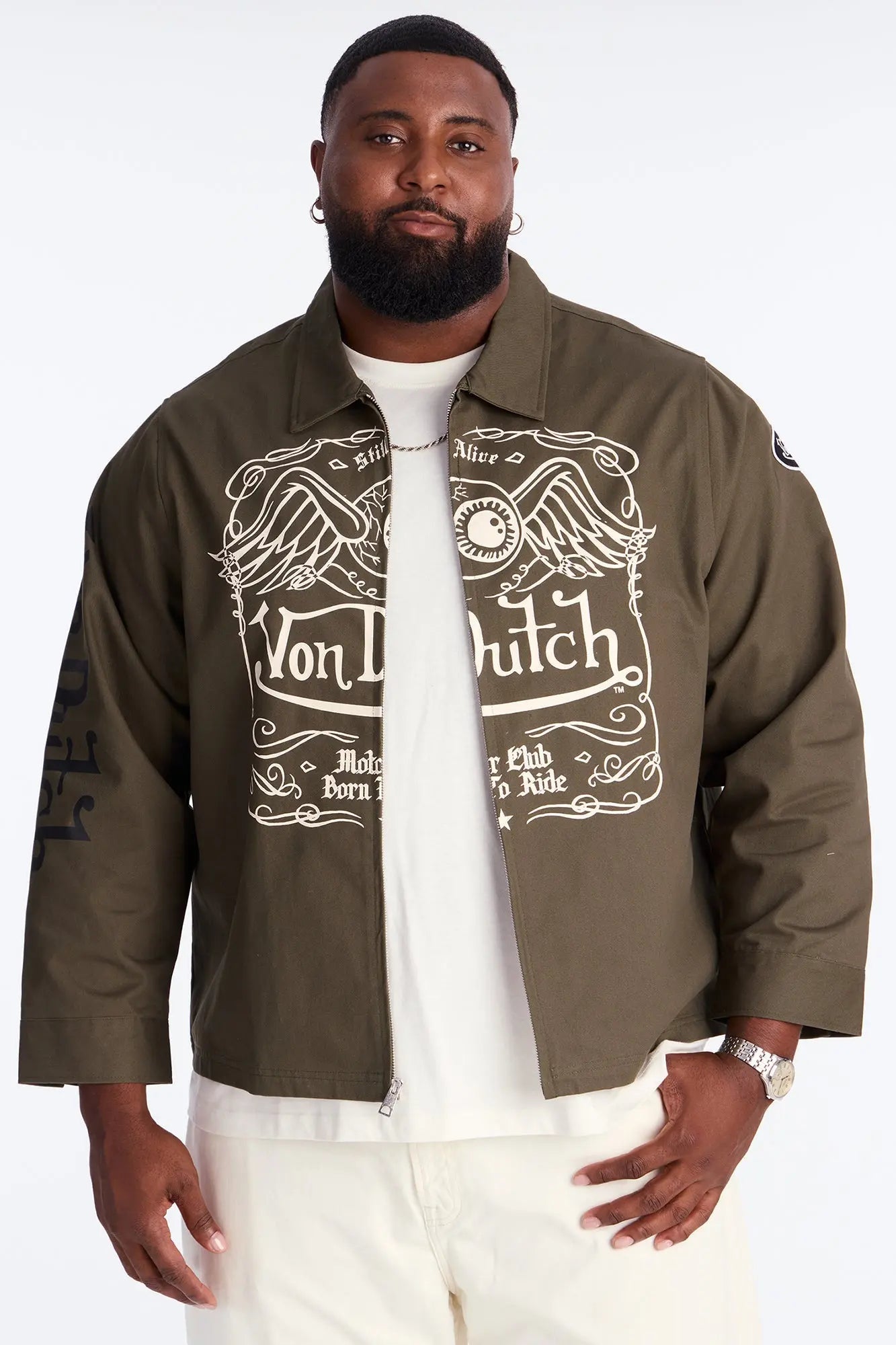 Von Dutch Winged Eye Work Jacket - Olive/combo