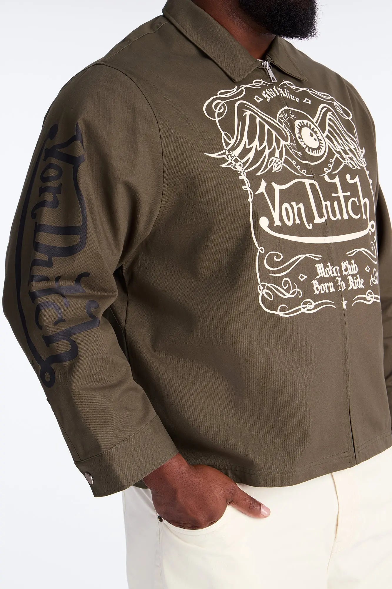 Von Dutch Winged Eye Work Jacket - Olive/combo