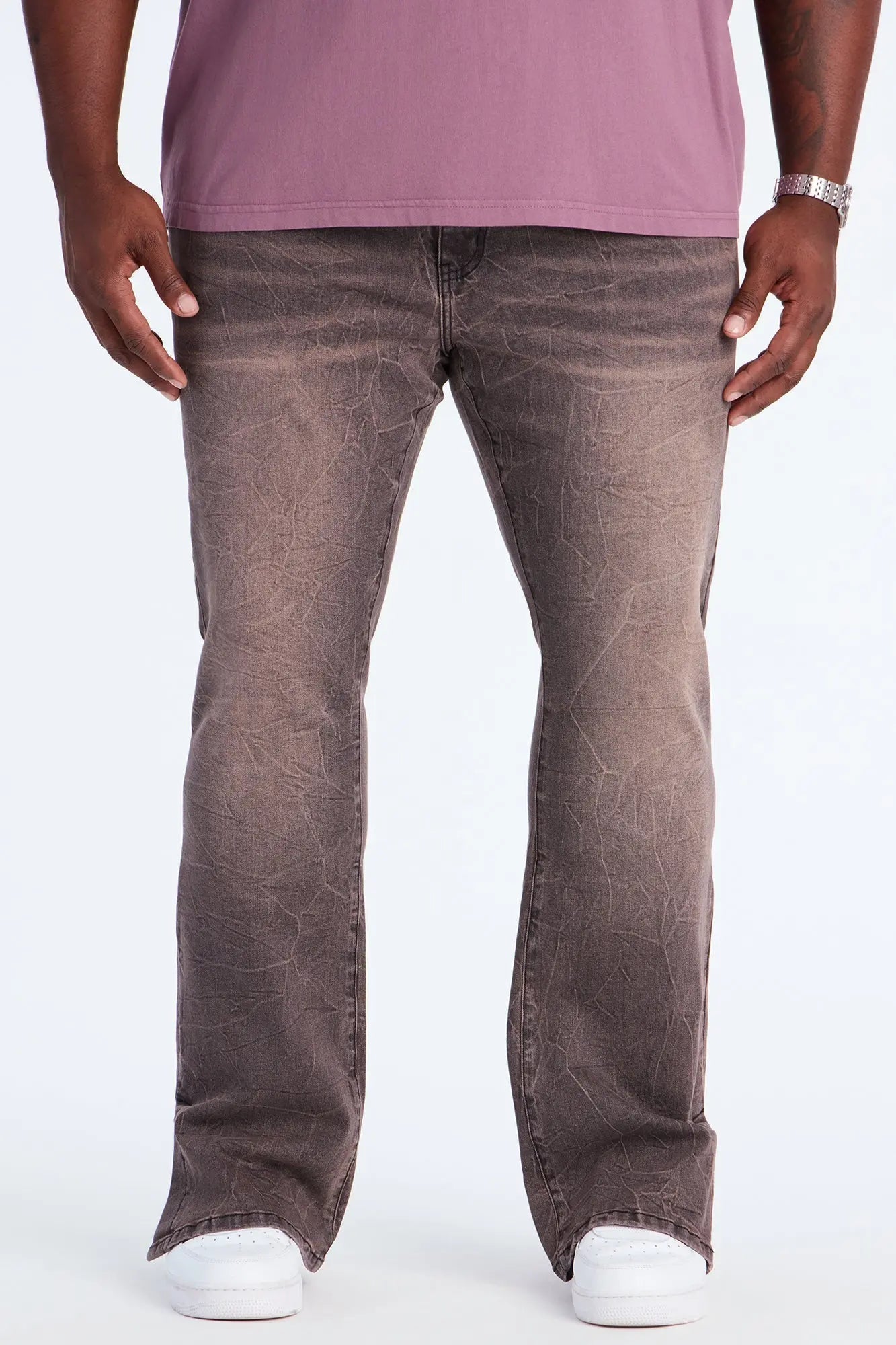 Stacked Skinny Flare Slit Dive Jean - Grey