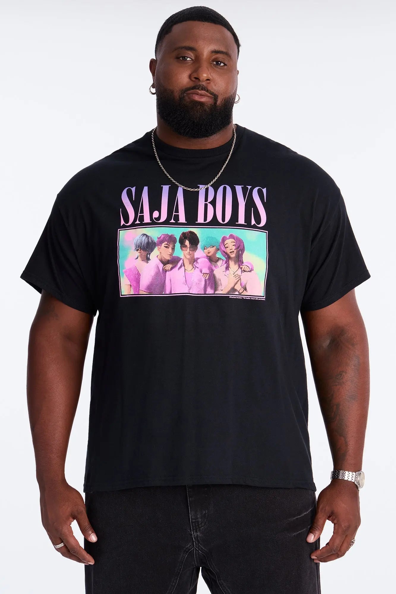 KPop Demon Hunters Saja Boys Short Sleeve Tee - Black