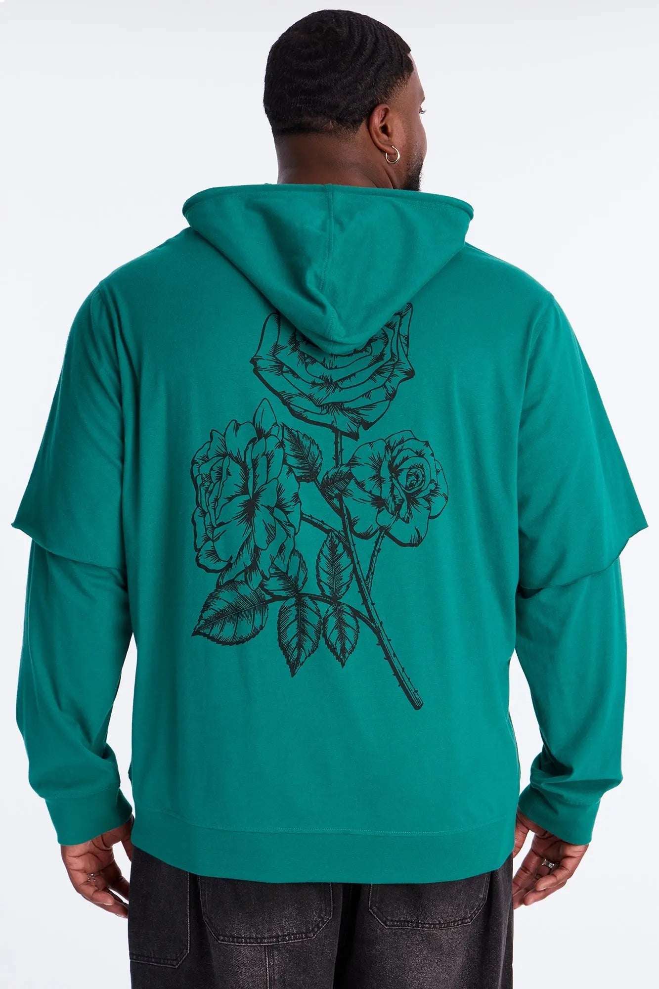 Graphic Hooded Twofer Shirt - Green