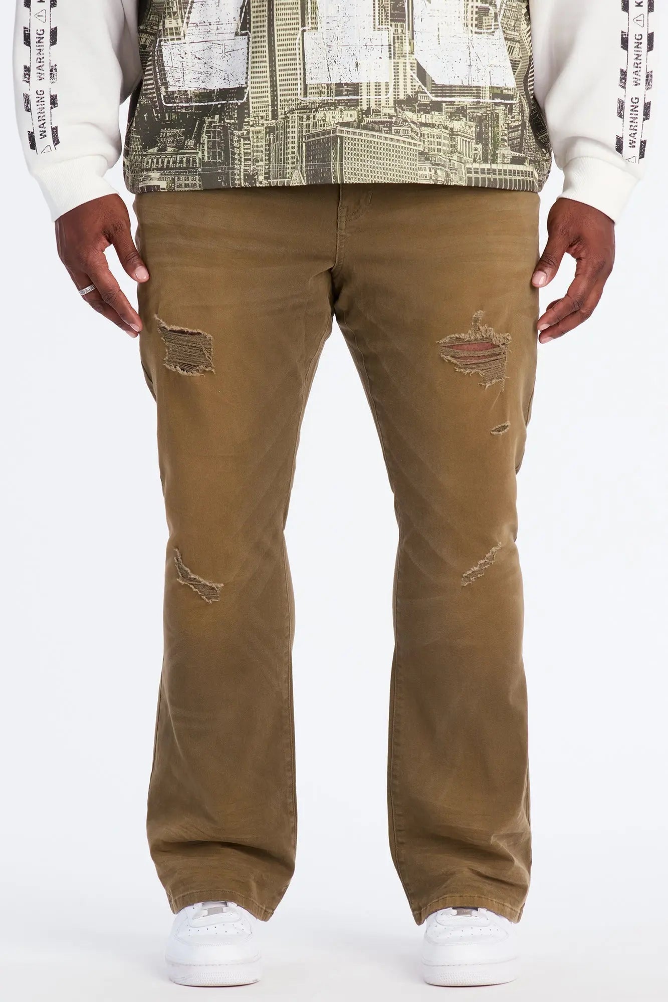 Stacked Skinny Flare Stay Fly Overdye Pant - Olive