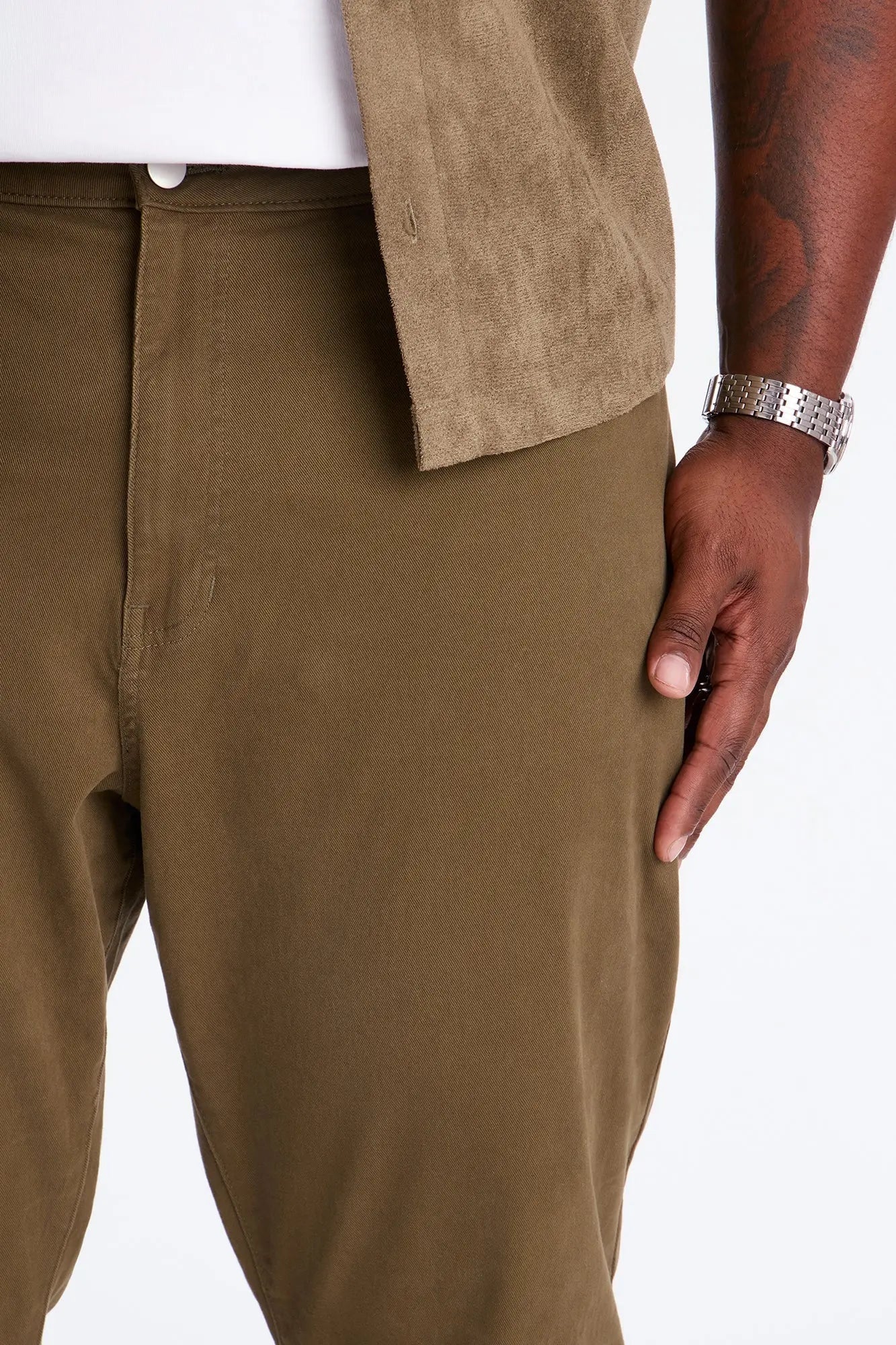Mac Chino Stacked Slim Flare Pants - Olive
